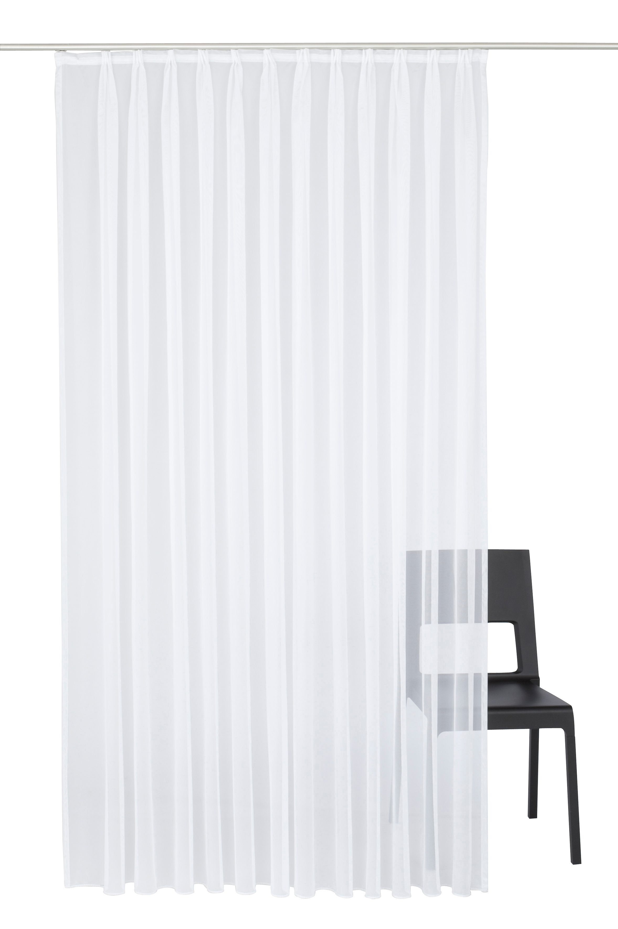 Vorhang Bettina, Wirth, Faltenband (1 St), halbtransparent, Store weiß