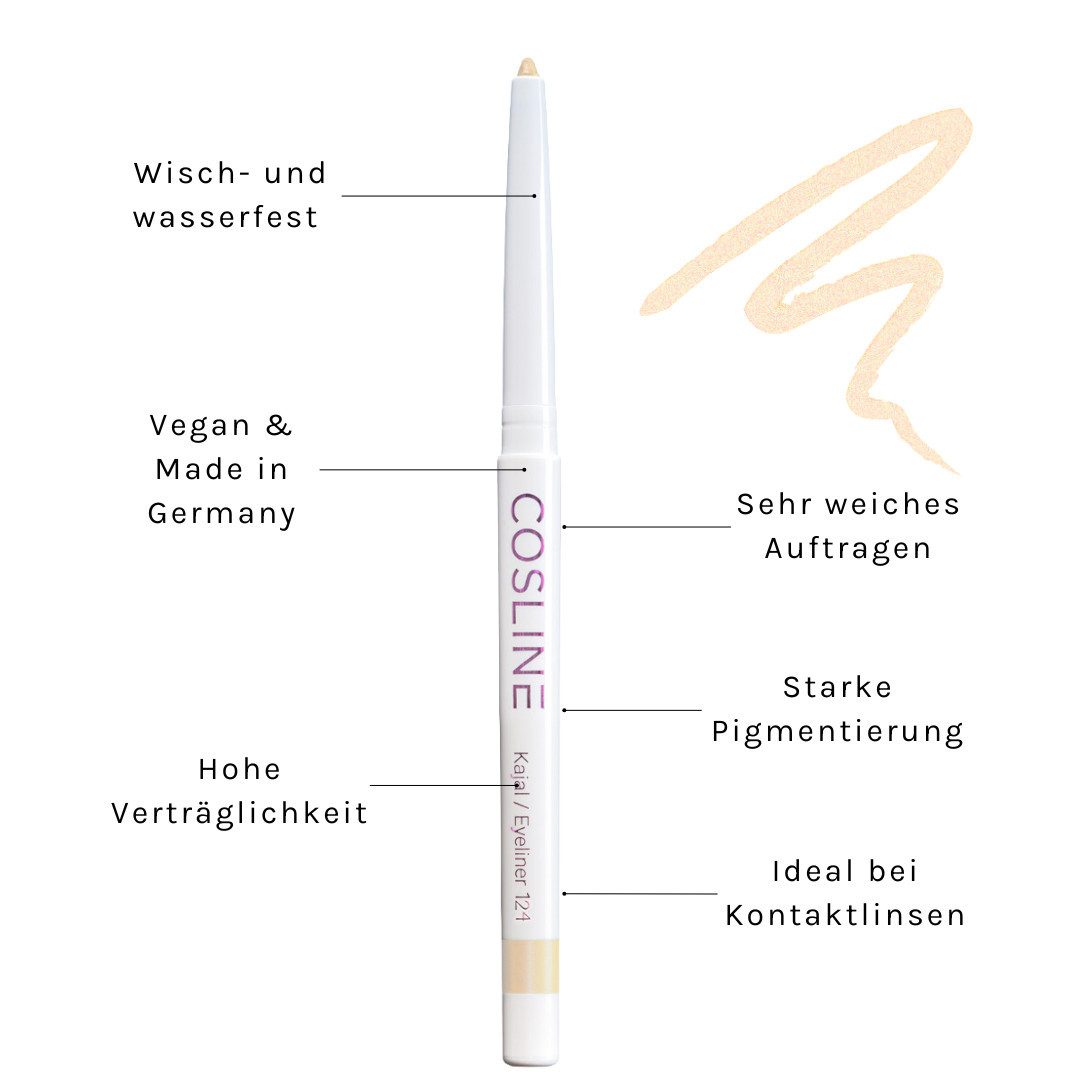 Cosline Cosmetics Kajal wasserfest, langanhaltend, cremig, 25 Farben, intensive Pigmentierung