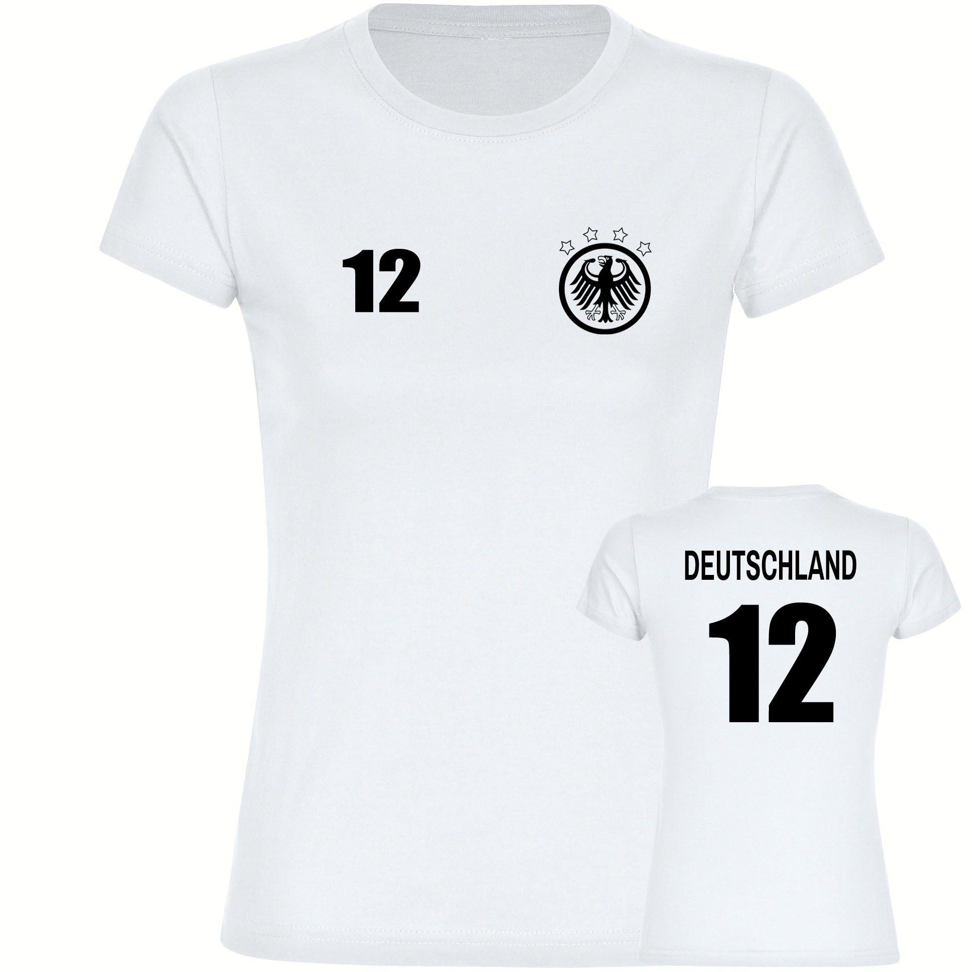 multifanshop T-Shirt Damen Deutschland - Adler Retro Trikot 12 - Frauen