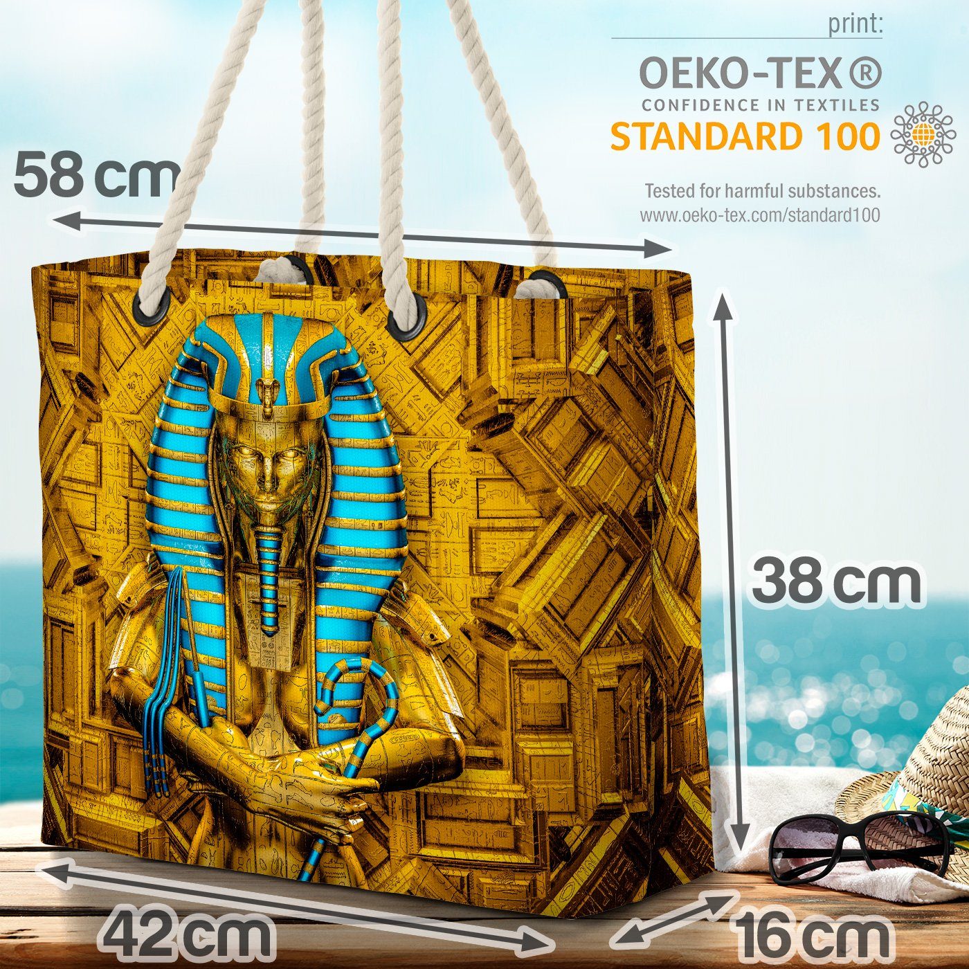 Strandtasche (1-tlg), VOID weibl Pyramiden könig Pharao Ägyptischer Pyramiden Ägyptischer Pharao