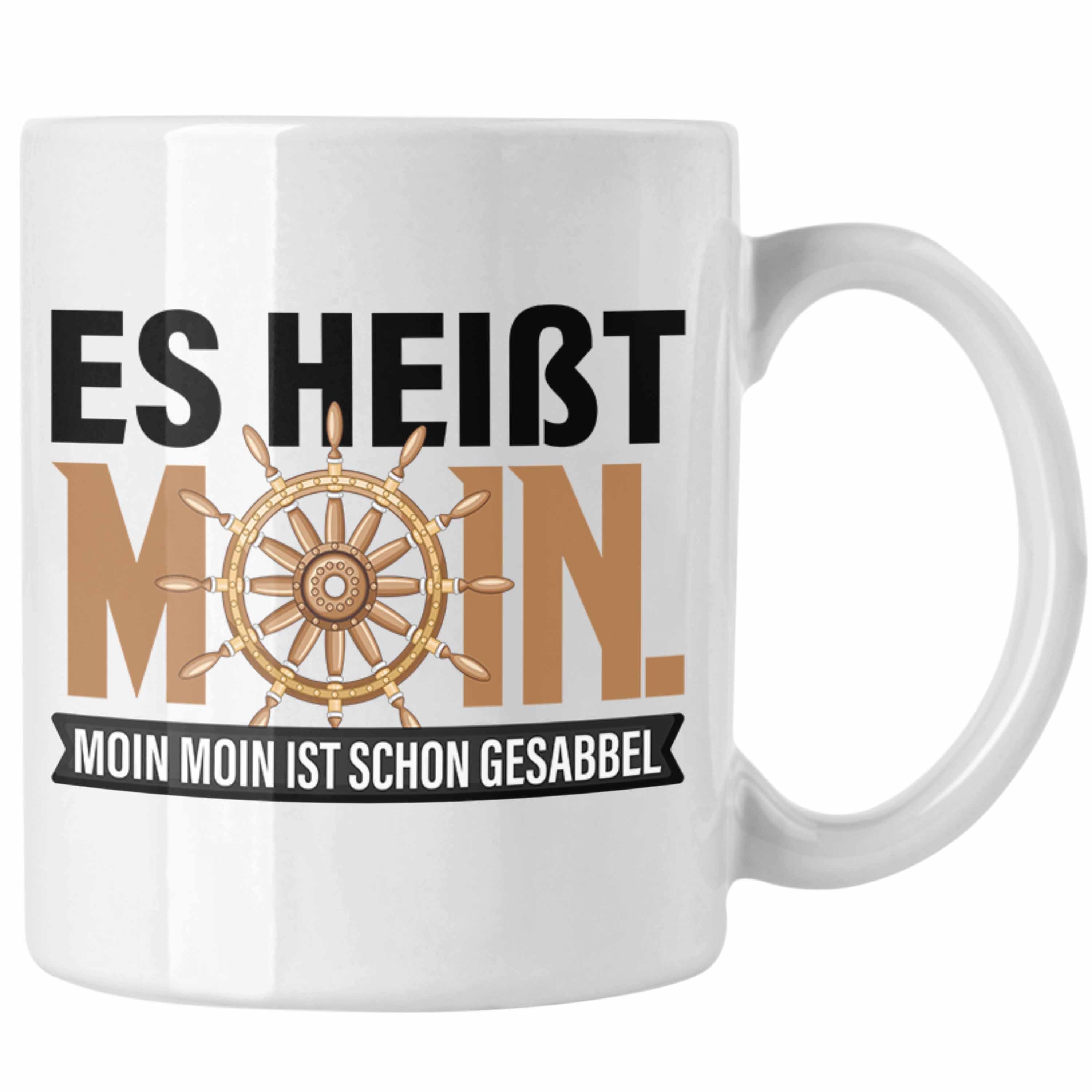 Trendation Tasse Tasse Moin Hamburg Geschenk für Norddeutsche Moin Moin Gesabbel Weiss