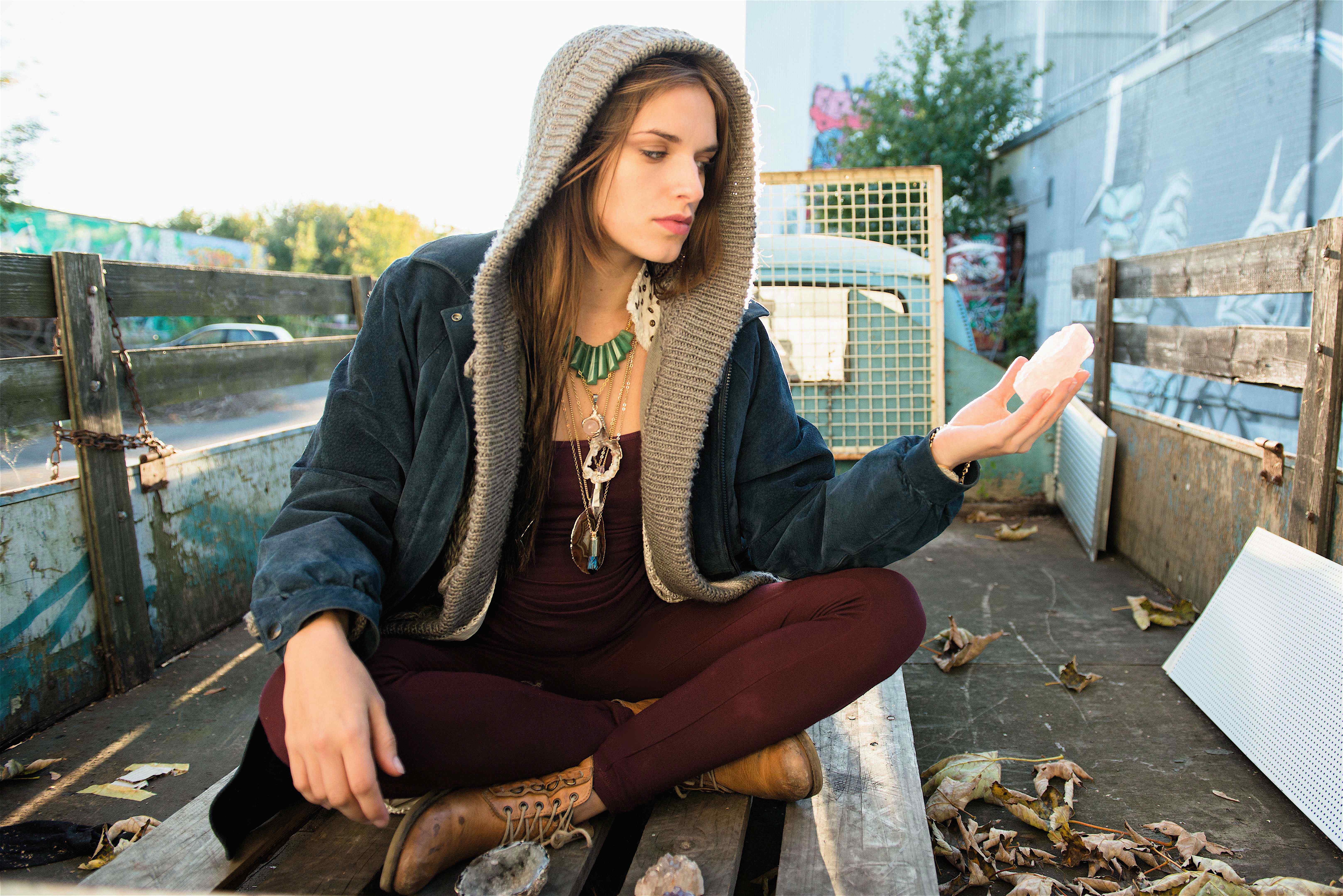 Crystal and Sage Jewelry Kette mit Anhänger Achat mit Zitrin Halskette Edel günstig online kaufen