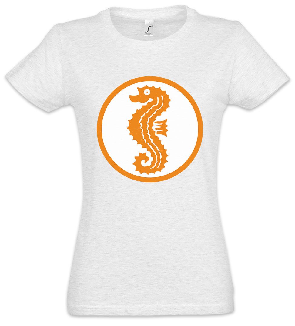 Urban Backwoods Print-Shirt Schwimmabzeichen Damen T-Shirt Sea Horse Seepferdchen Seahorse (1-tlg) Abzeichen Schwimmlehrer Swimming Teacher