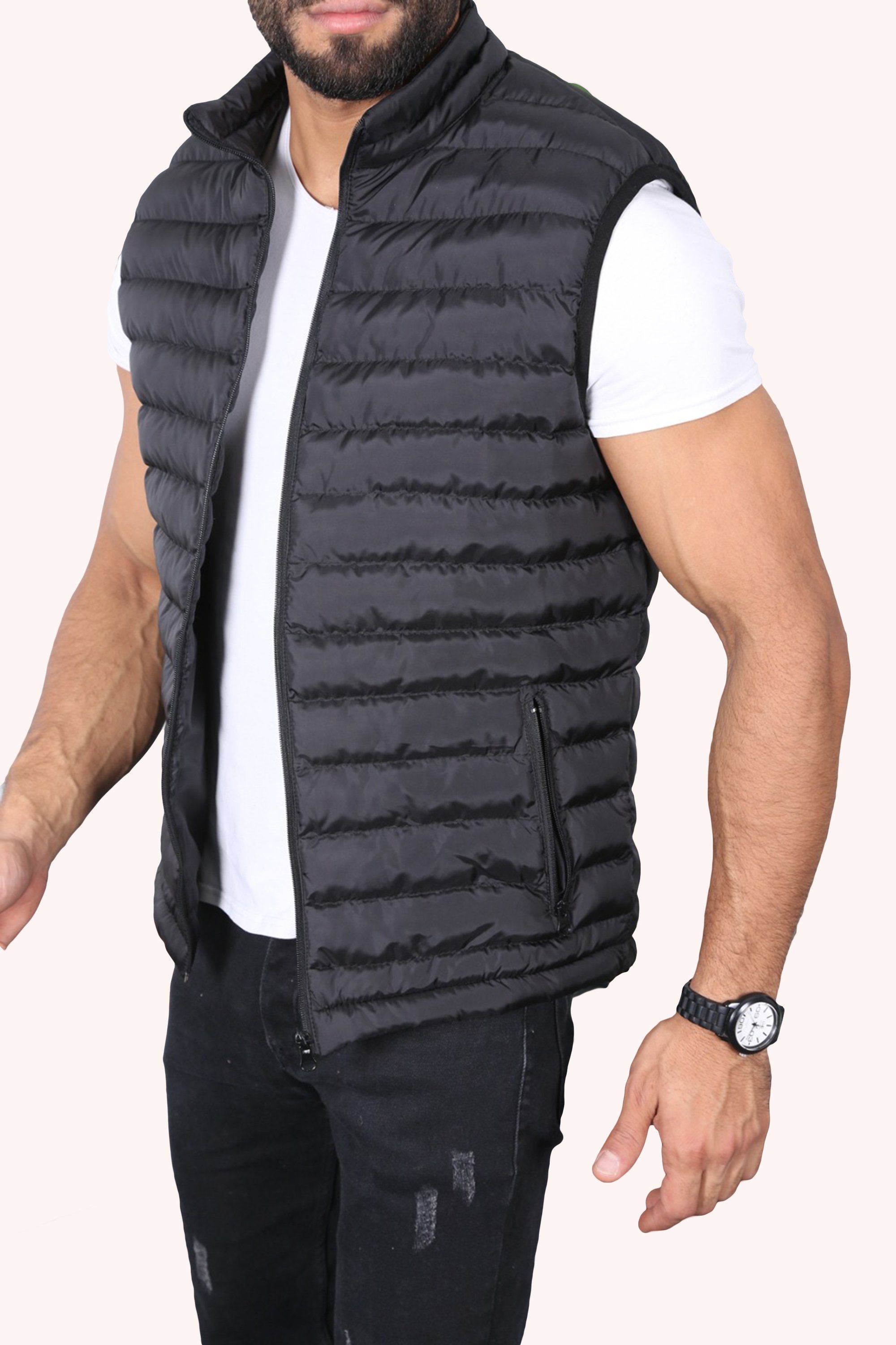 Steppweste Herren Steppweste Übergangs Bodywarmer Ärmellos Premium Qualität