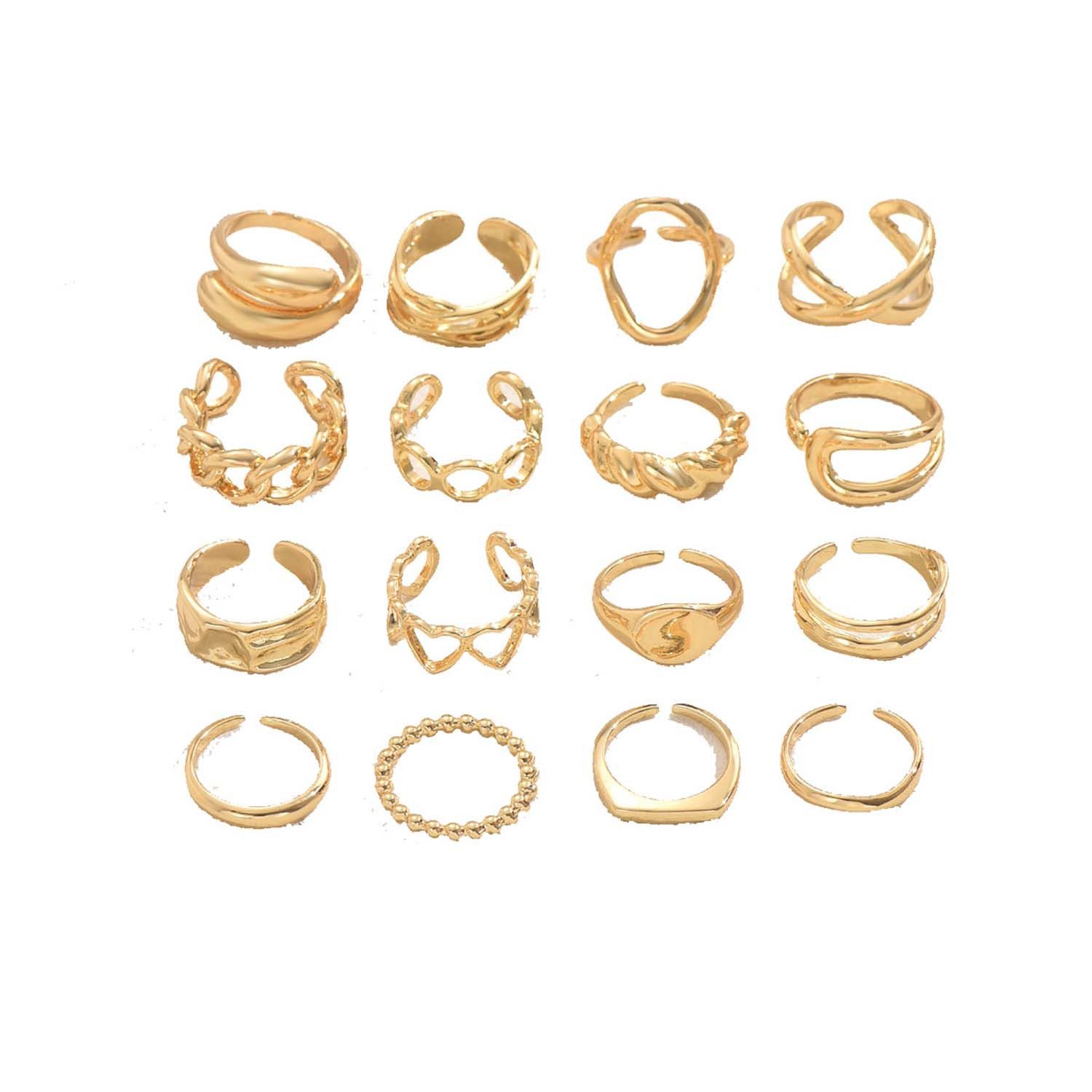 trends for living Ring-Set 16er offenes Ring-Set in Herzform Damen mit einzigartigem Design (16-tlg)