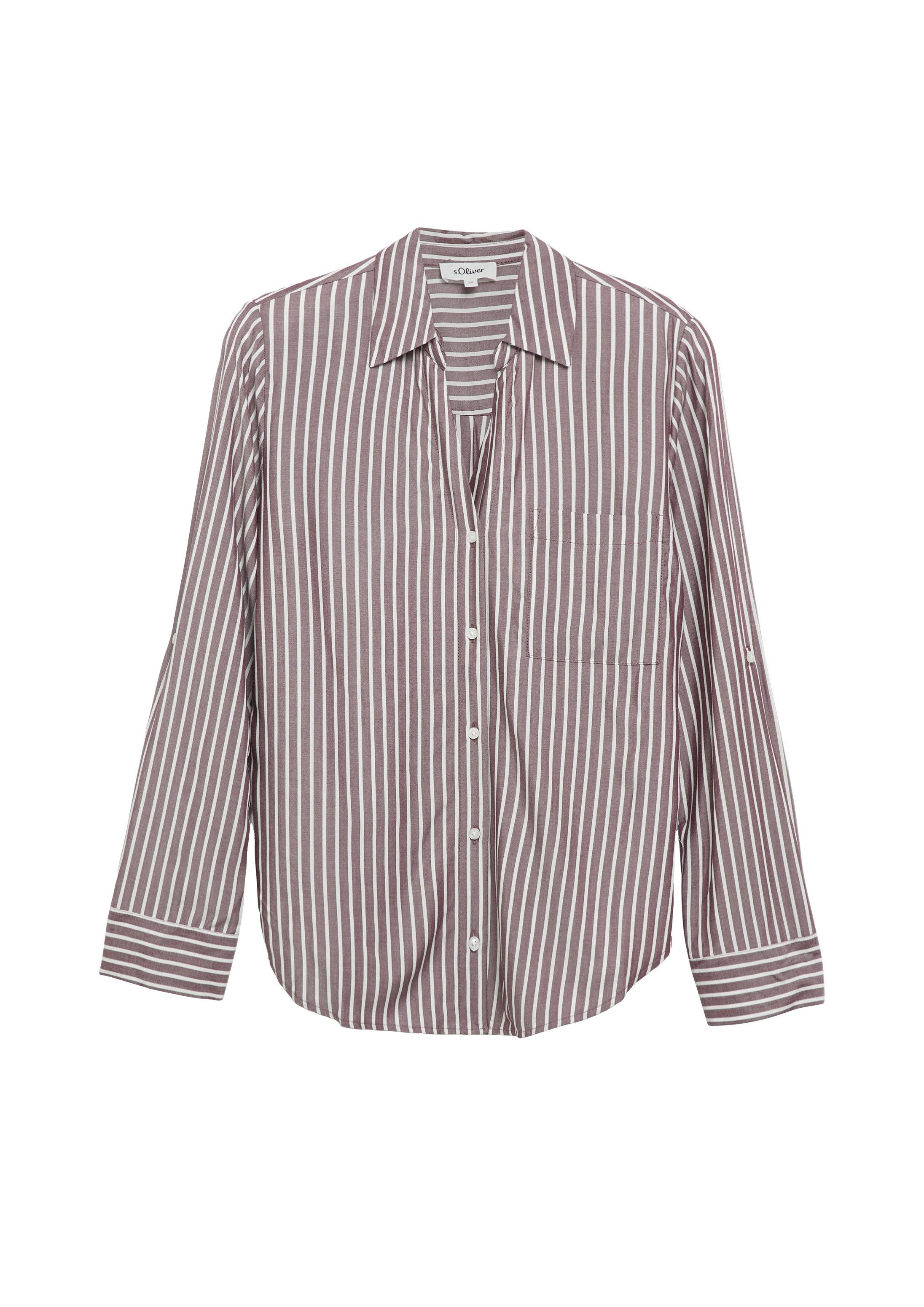 s.Oliver Langarmbluse Bluse Fließende Viskose-Bluse mit Turn-up
