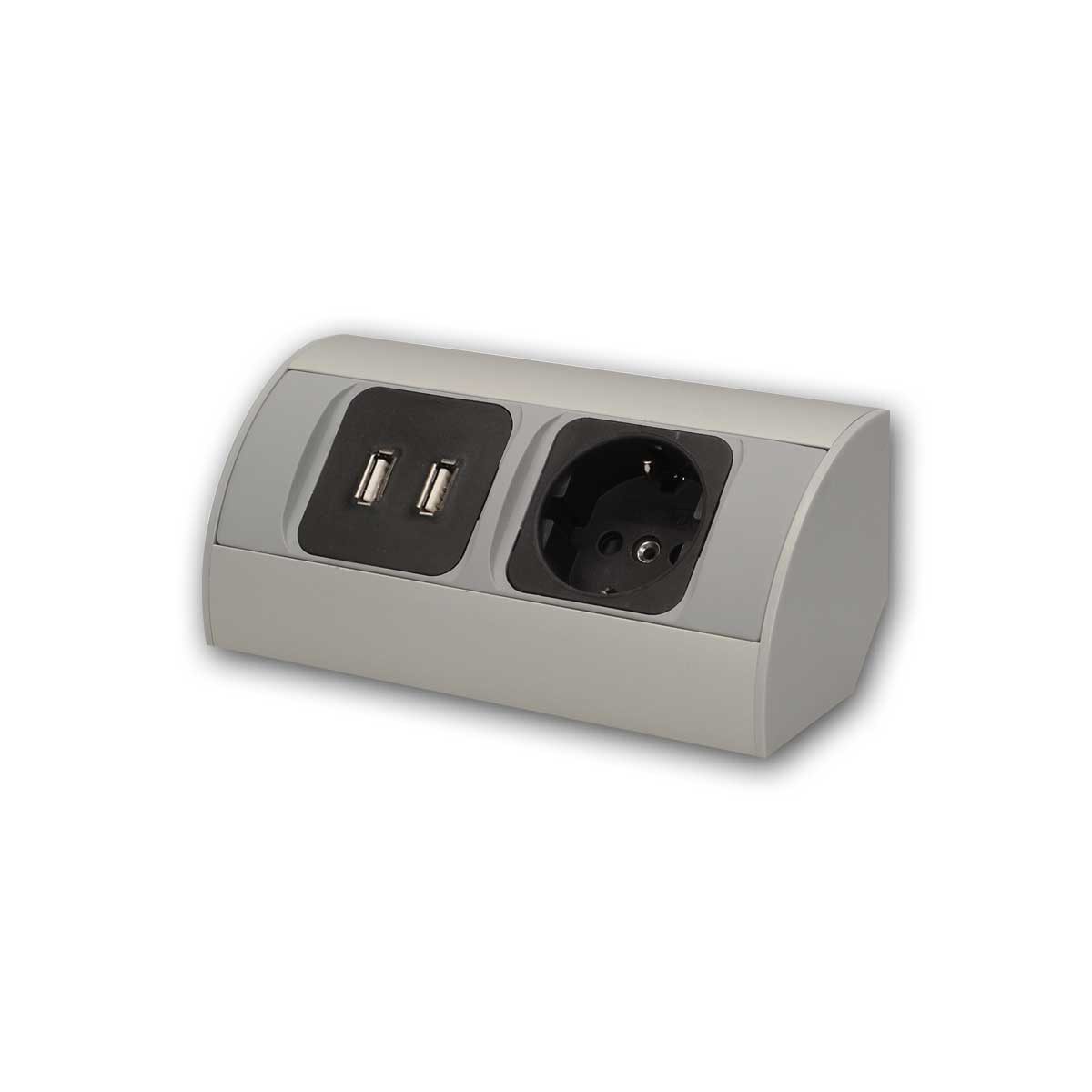 Orno Aufputz-Steckdose Aufbau-Steckdose 1-fach + 2x USB sw/si 230V/3680W