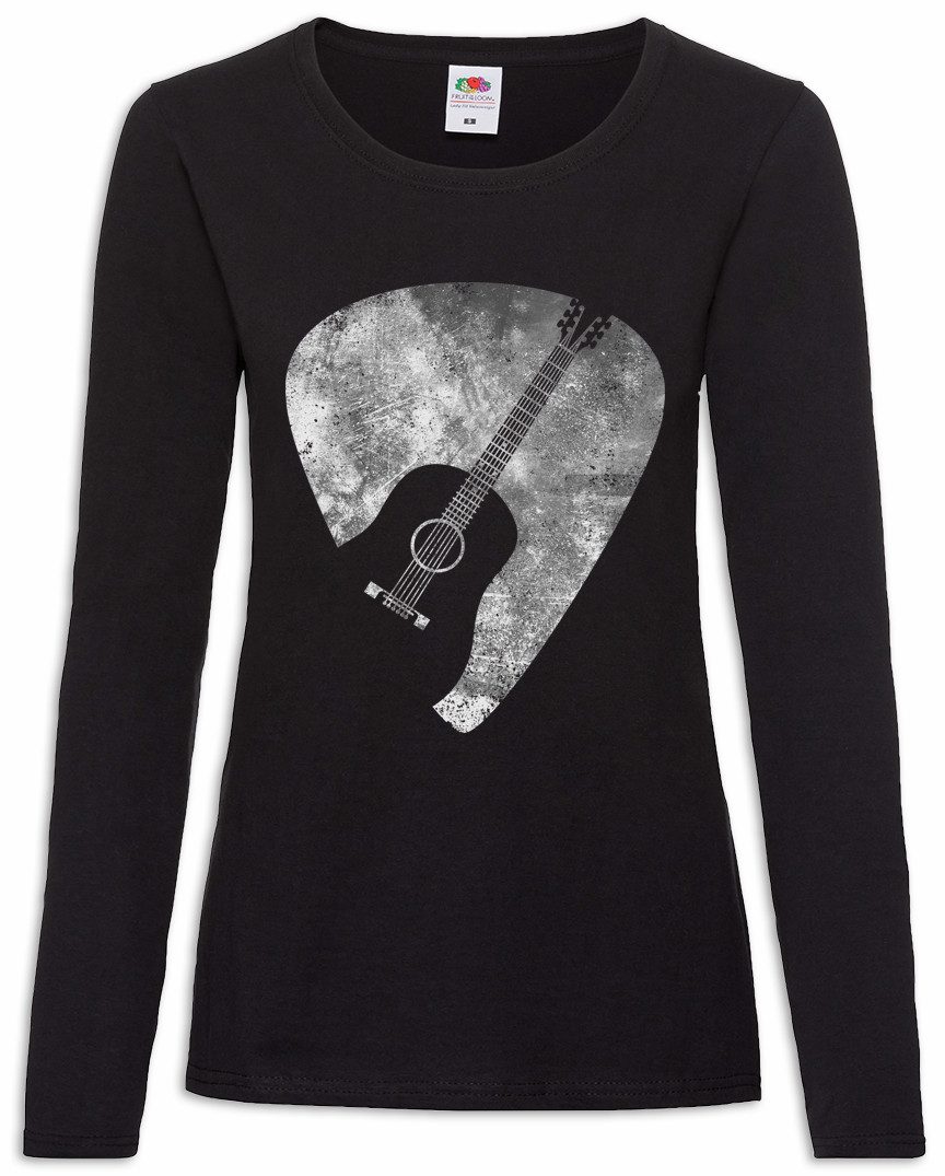 Langarmshirt Plectrum Damen Langarmshirt Guitar Gitarren Plektrum Pick Gitarrist