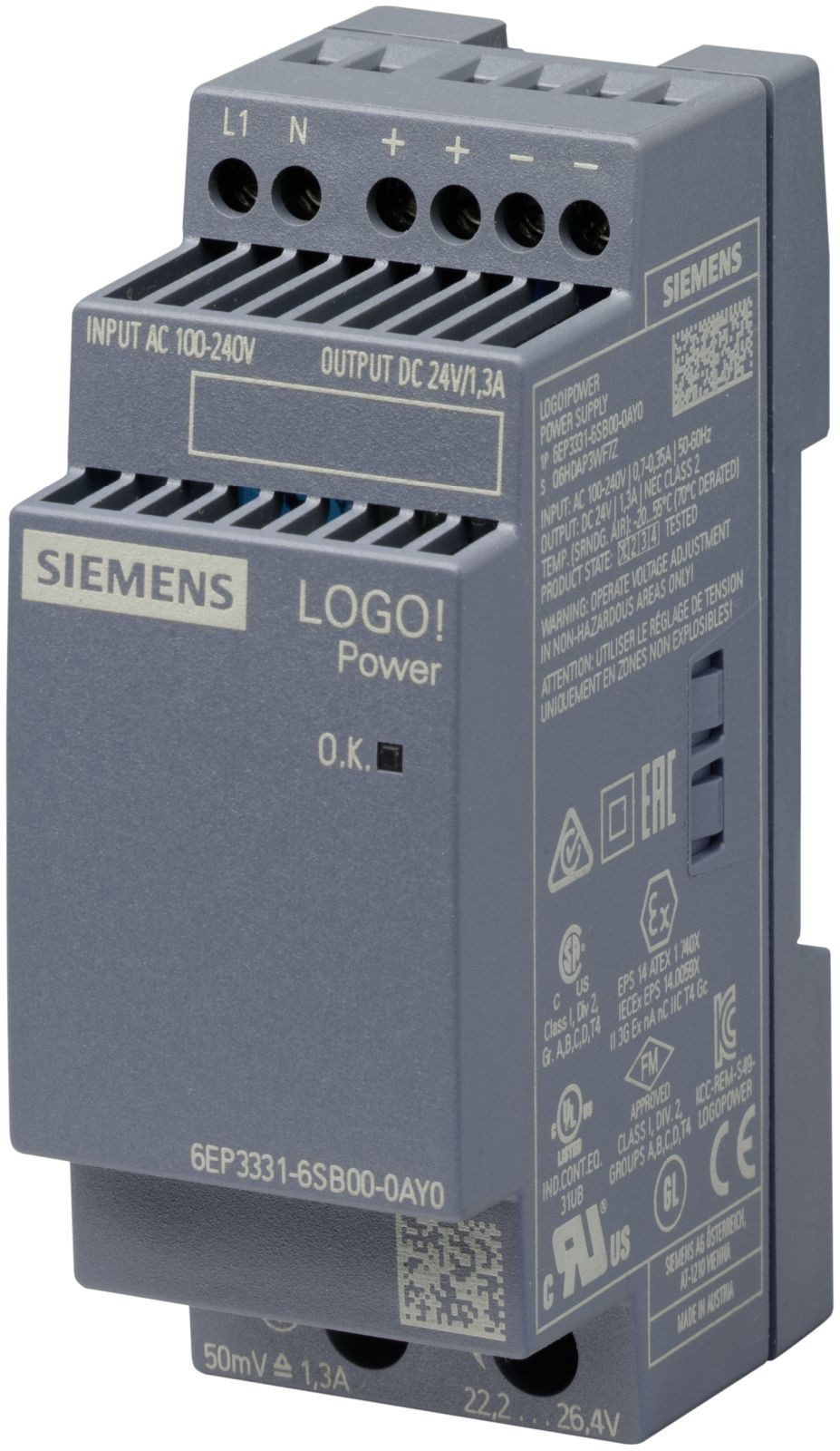 SIEMENS 6EP3331-6SB00-0AY0, Indoor, Mehrfarben, Österreich, 140 g, 67 mm, 56 m Netzteil