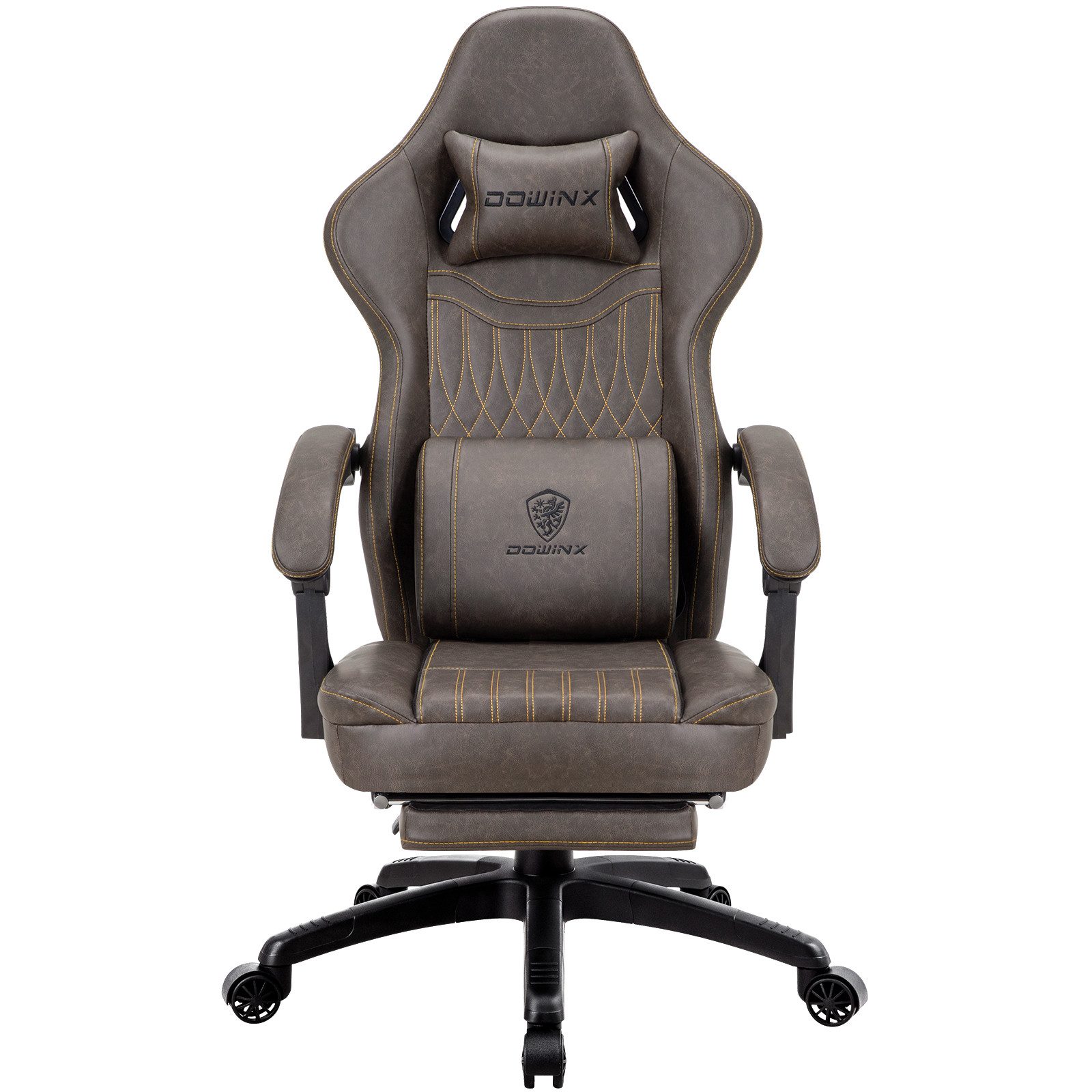 Dowinx Gaming-Stuhl mit Frühling Kissen,Racing Gamer Stuhl mit Massage Lendenwirbelstütze (Packung), Ergonomischer Gaming Sessel mit Fußstütze Bürostuhl PU Leder
