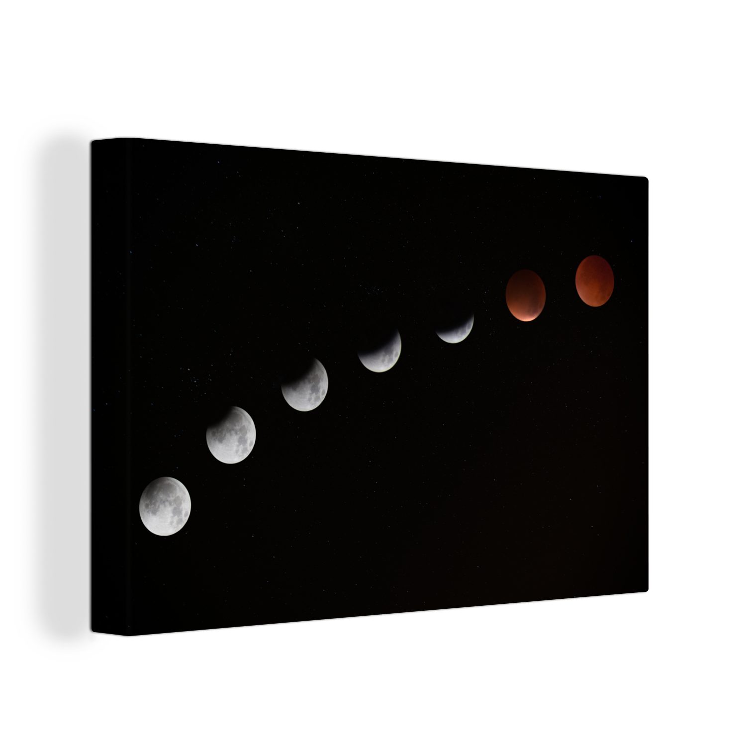 OneMillionCanvasses® Leinwandbild Mond - Planeten - Schwarz, (1 St), Wandbild Leinwandbilder, Aufhängefertig, Wanddeko, 30x20 cm