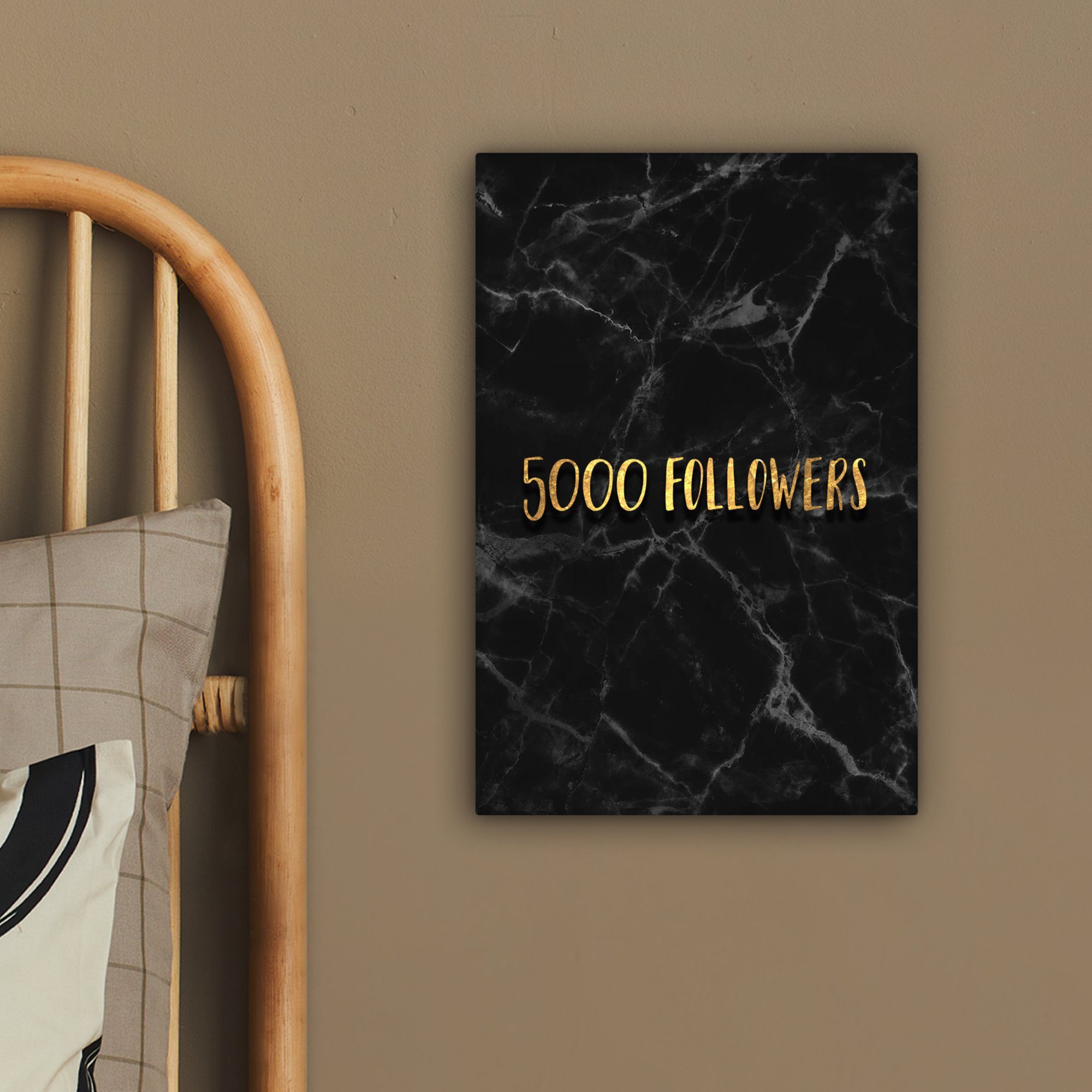 (1 - 20x30 Soziale Marmor, - inkl. Gemälde, Zackenaufhänger, Gold cm St), bespannt fertig OneMillionCanvasses® - Leinwandbild Instagram Medien Leinwandbild