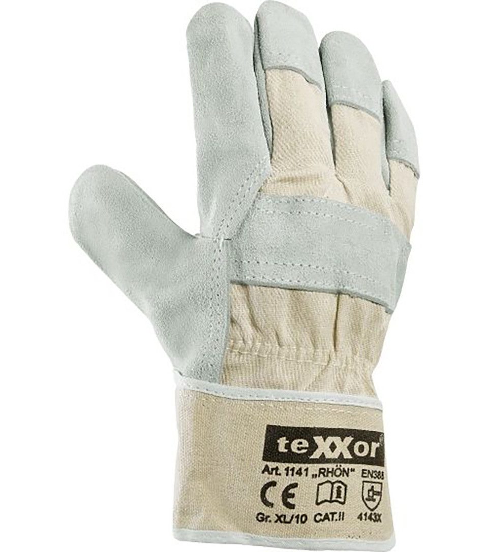 teXXor Arbeitshandschuh-Set Rindkernspaltleder-Handschuhe Rhön