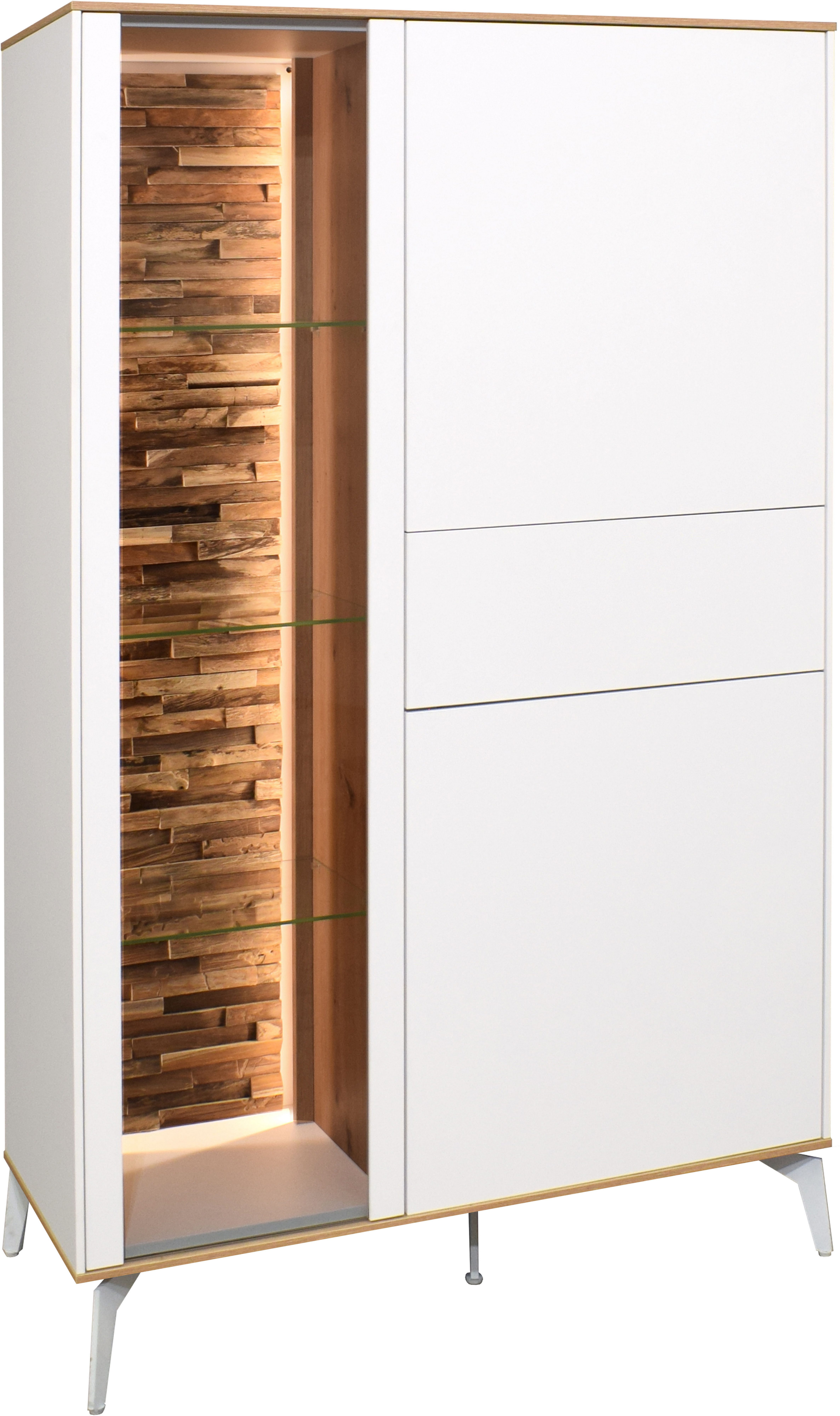Mäusbacher Highboard, Faro Highboard B 101 cm, inkl. Beleuchtung, Push to open, Metallfüße