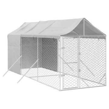 vidaXL Hundezwinger Outdoor-Hundezwinger mit Dach Silbern 2x6x2,5m Verzinkter Stahl