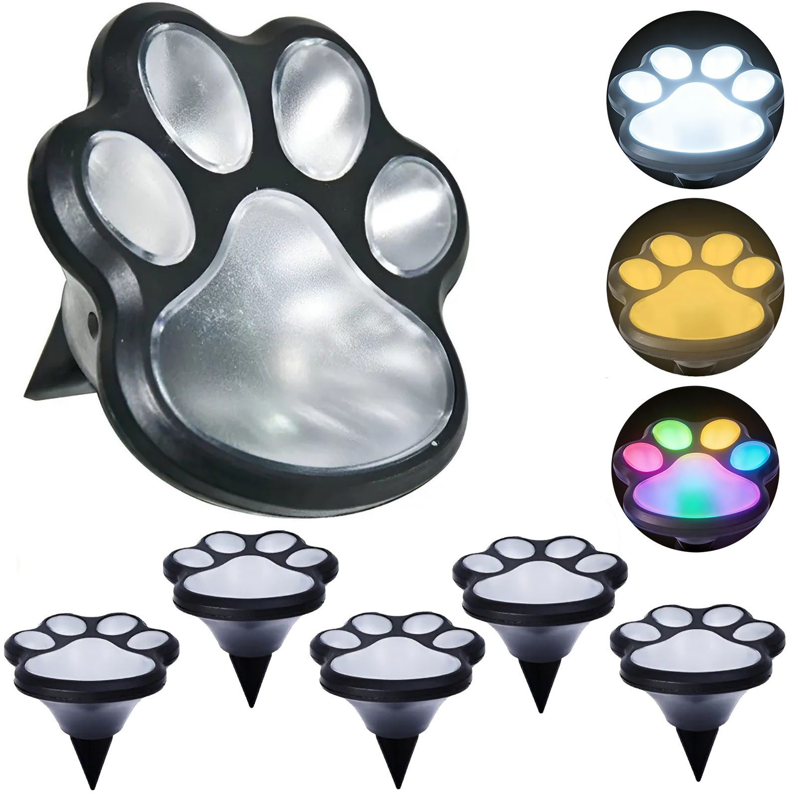 VIVIHEYDAY LED Solarleuchte 3/6 Stück Solar Bodenleuchten mit Pfotenabdruck, Solarleuchten, für Garten, Led Solar Gartenleuchten, Solarlampen, für Garten Rasen Gehweg Patio