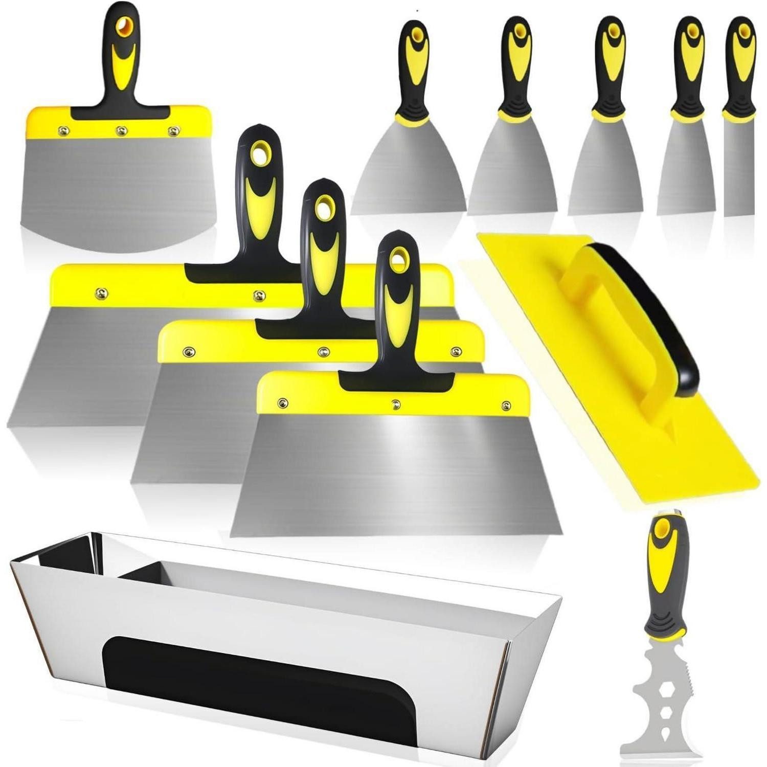LuxusKollektion Flächenspachtel Spachtelset Flächenspachtel Edelstahl Kunststoffgriff 12-teiliges
