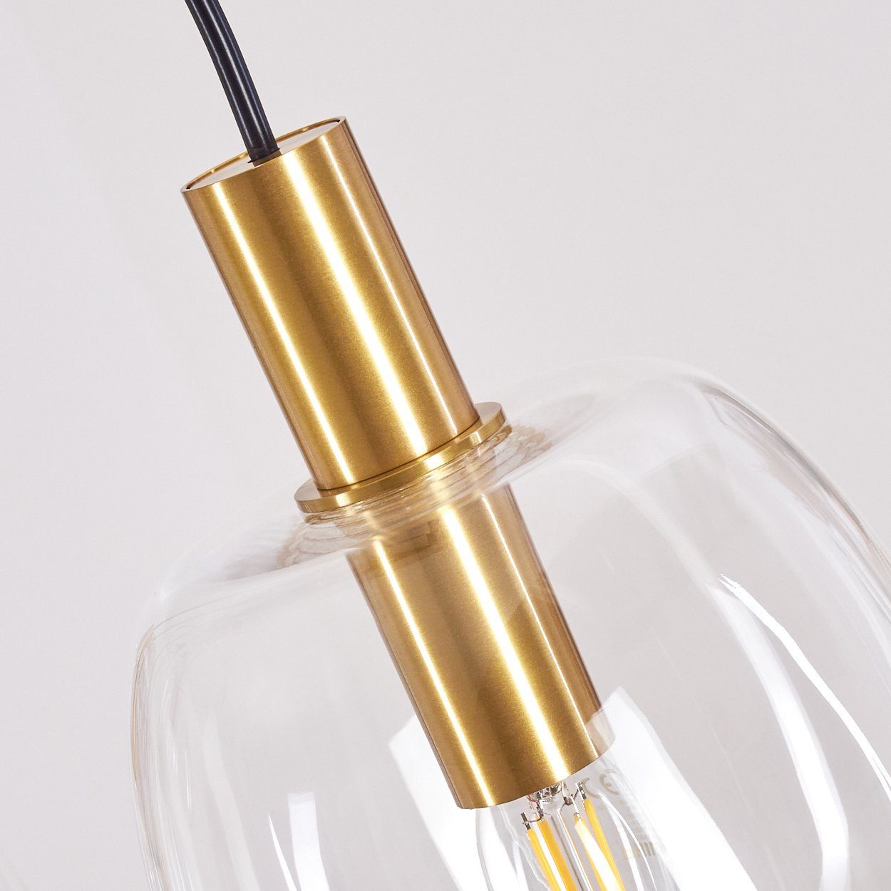 in hofstein Glas, Hängeleuchte Leuchtmittel, mit »Monteleto« Schirmen E14 ohne Metall/Glas aus Hängelampe Messingfarben/Klar,