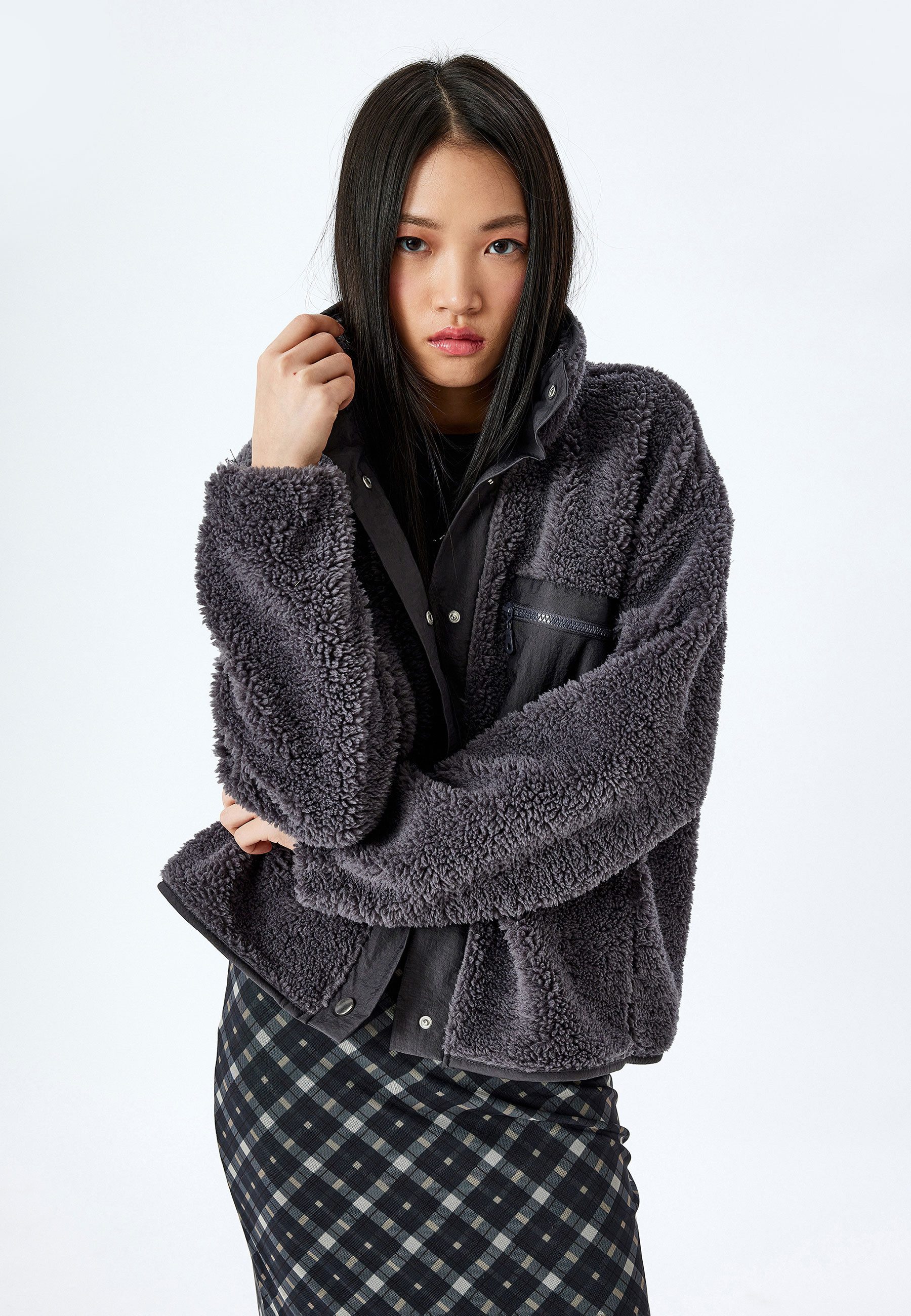 Koton Sweatshirt Standkragen Einsatz Von Zwei Verschiedenen Stoffen Sweatshirt