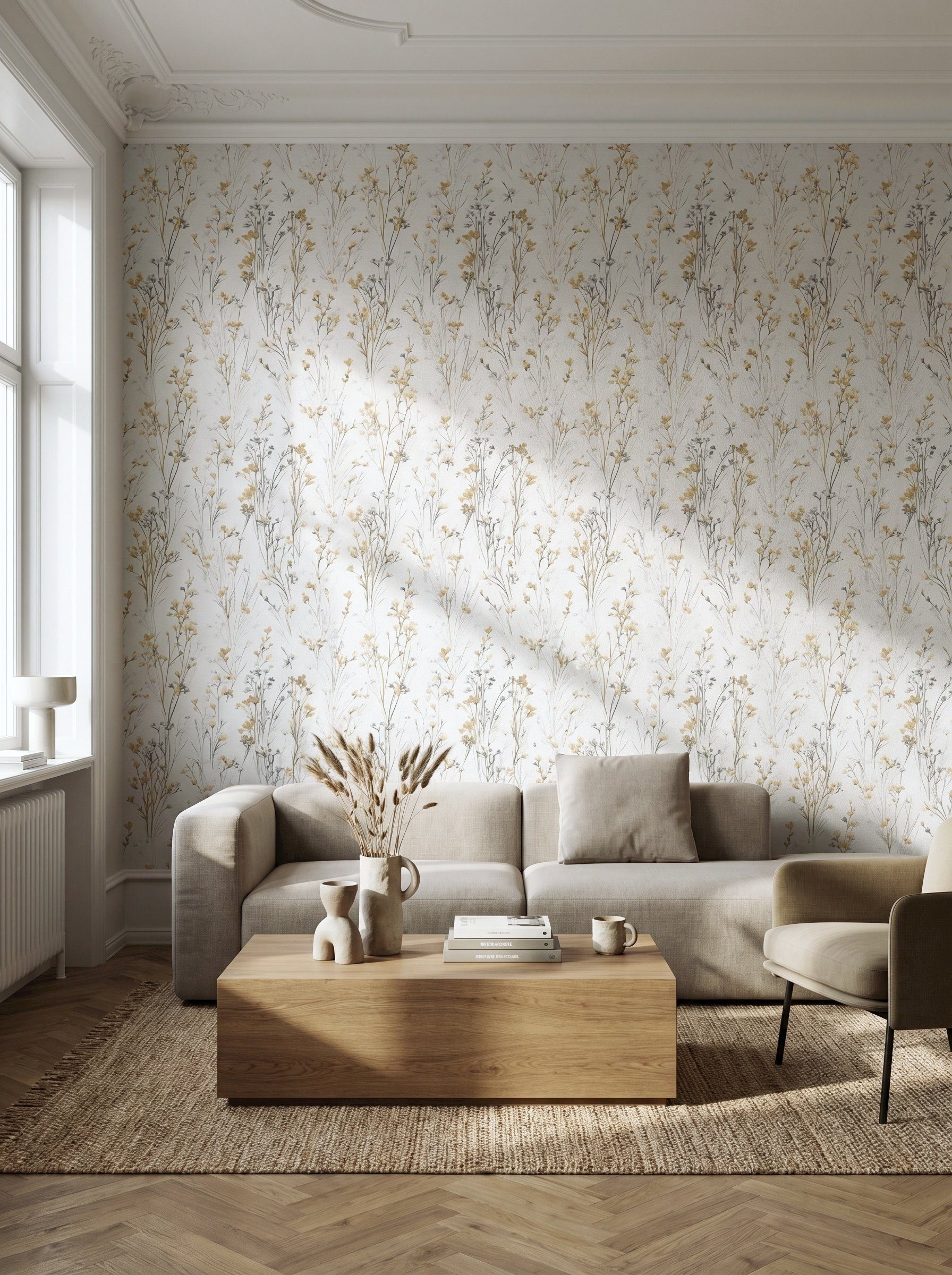 Newroom Vliestapete Lunara Ocker Tapete Vliestapete Blumen, strukturiert, Mustertapete – Bild 5 von 5