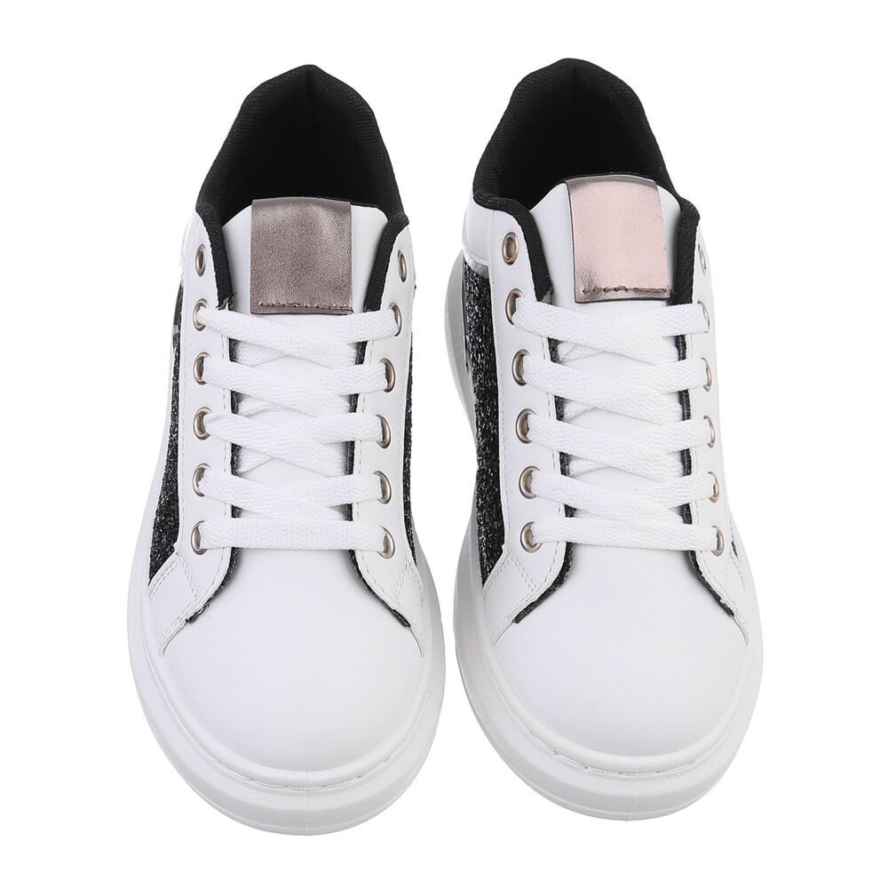 Ital-Design Damen Low-Top Freizeit Sneaker (86188087) Keilabsatz/Wedge Sneakers Low in Schwarz