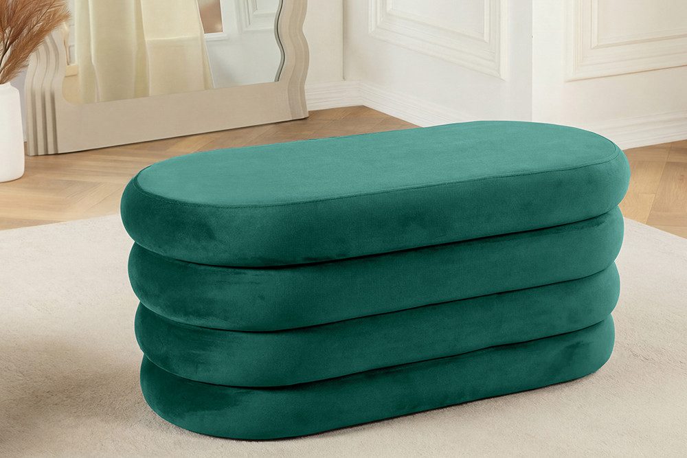 riess-ambiente Sitzbank VOGUE 85cm grün - Samt, mit Stauraum, montiert, gepolstert, kompakt (Einzelartikel, 1-St), stilvolle Polsterbank - ideal für glamouröse Schlafzimmer & Ankleiden