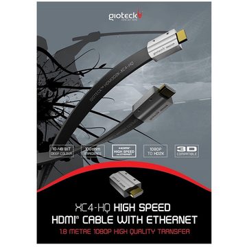 Gioteck XC4-HQ HDMI-Kabel 1,8m Metall High-Speed Video-Kabel, HDMI, (180 cm), Metall-Stecker, vergoldet, 4K 3D Full-HD TV 1080p Ethernet PC Konsole