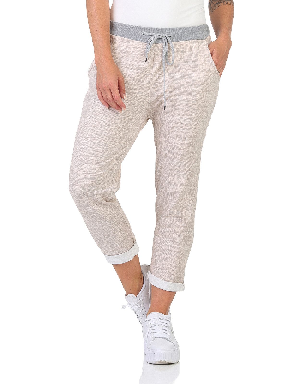 Mississhop Chinohose Damen Hose Blumen Jogginghose günstig online kaufen