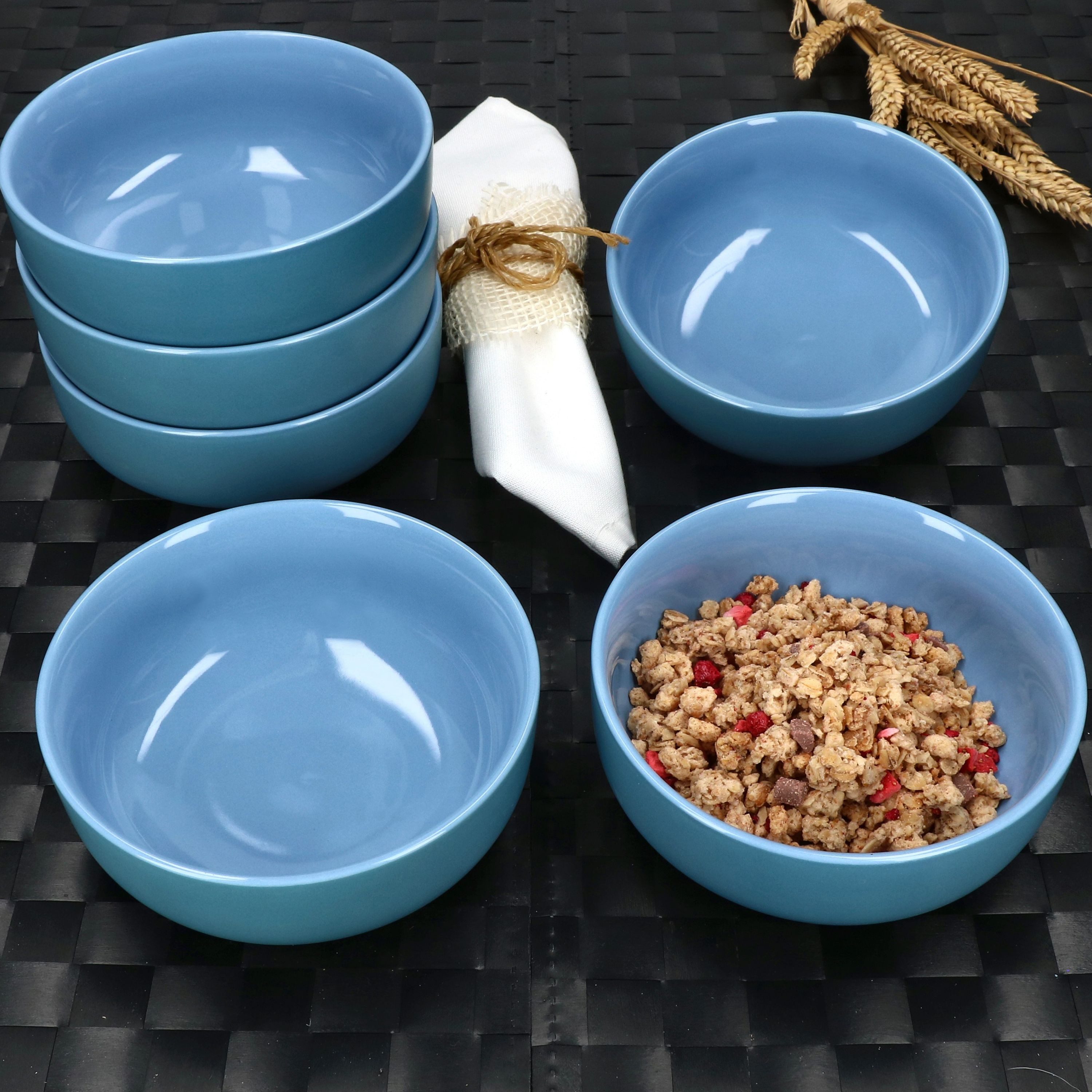 Ritzenhoff & Breker Müslischale Ritzenhoff 6x Jasper Schale Ø14,3cm Ozeanblau 360ml Steingut 6 Pers., Steingut – Bild 3 von 5