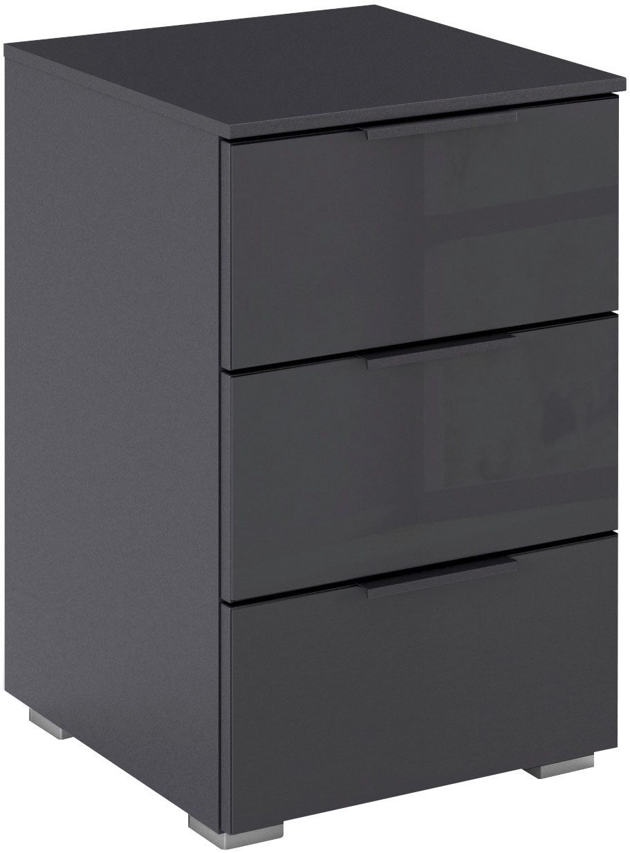 OTTO home Nachtkommode Nachttisch Nachtschrank Nachtkonsole AGORDO mit Glasfront (in zwei Griff-Farben, Breite 40 cm), mit 3 geräumigen Schubladen für viel Stauraum MADE IN GERMANY