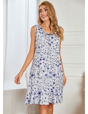 BlauWave Nachthemd Women's Homewear Small Fresh Floral Printed Schlafanzug (Bequem und praktisch, 1-tlg., Geeignet für Zuhause) Vest home Nachtwäsche Nachthemden für Frauen