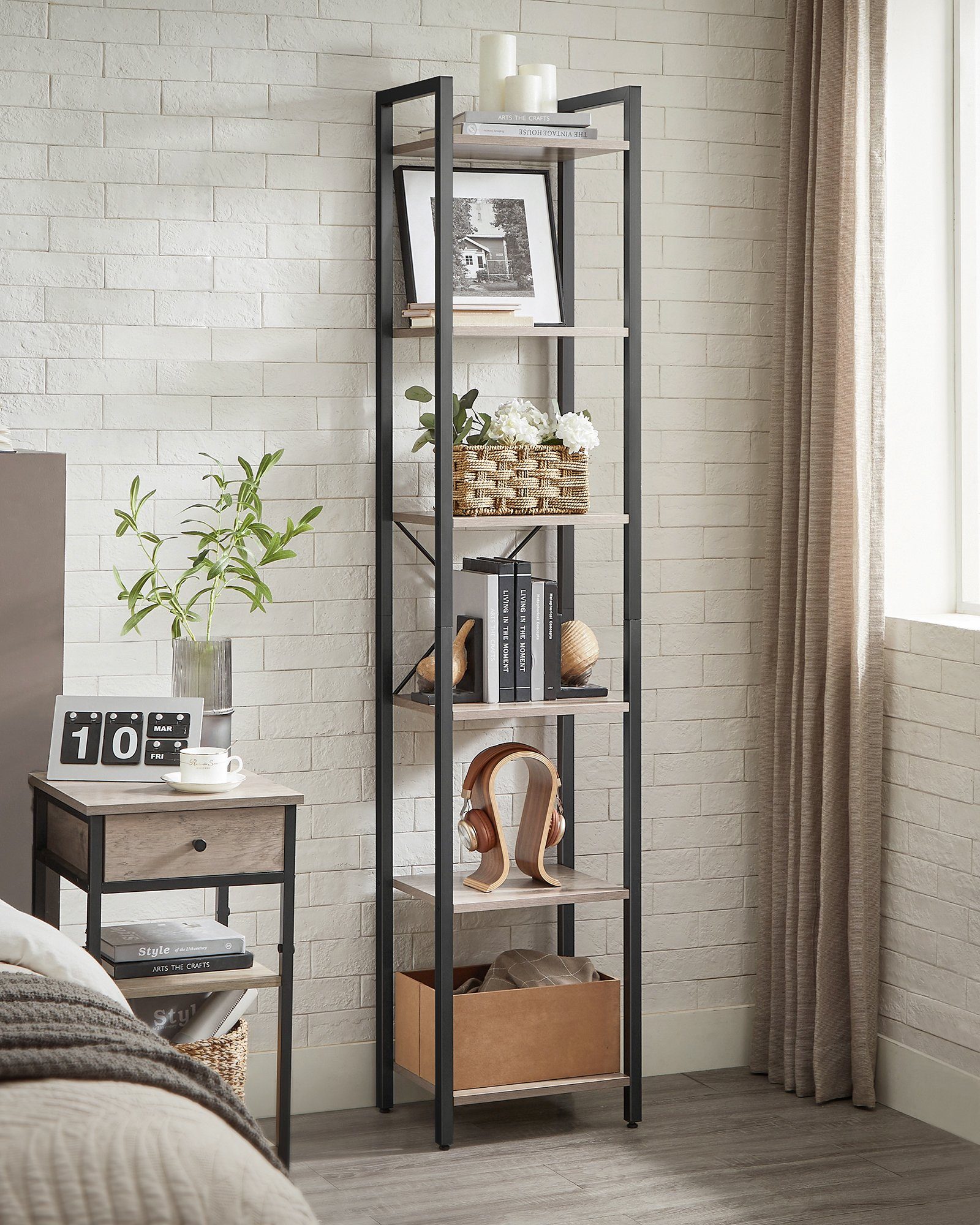 VASAGLE Bücherregal Standregal, Lagerregal, 6 Ebenen, Bücherregal, Stahlrahmen