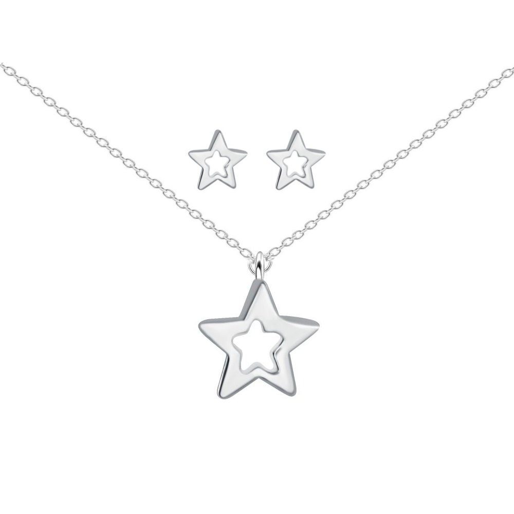ALEXANDER YORK Schmuckset Schmuck-Set Ohrstecker Kette mit Anhänger, STERN, 4-tlg.