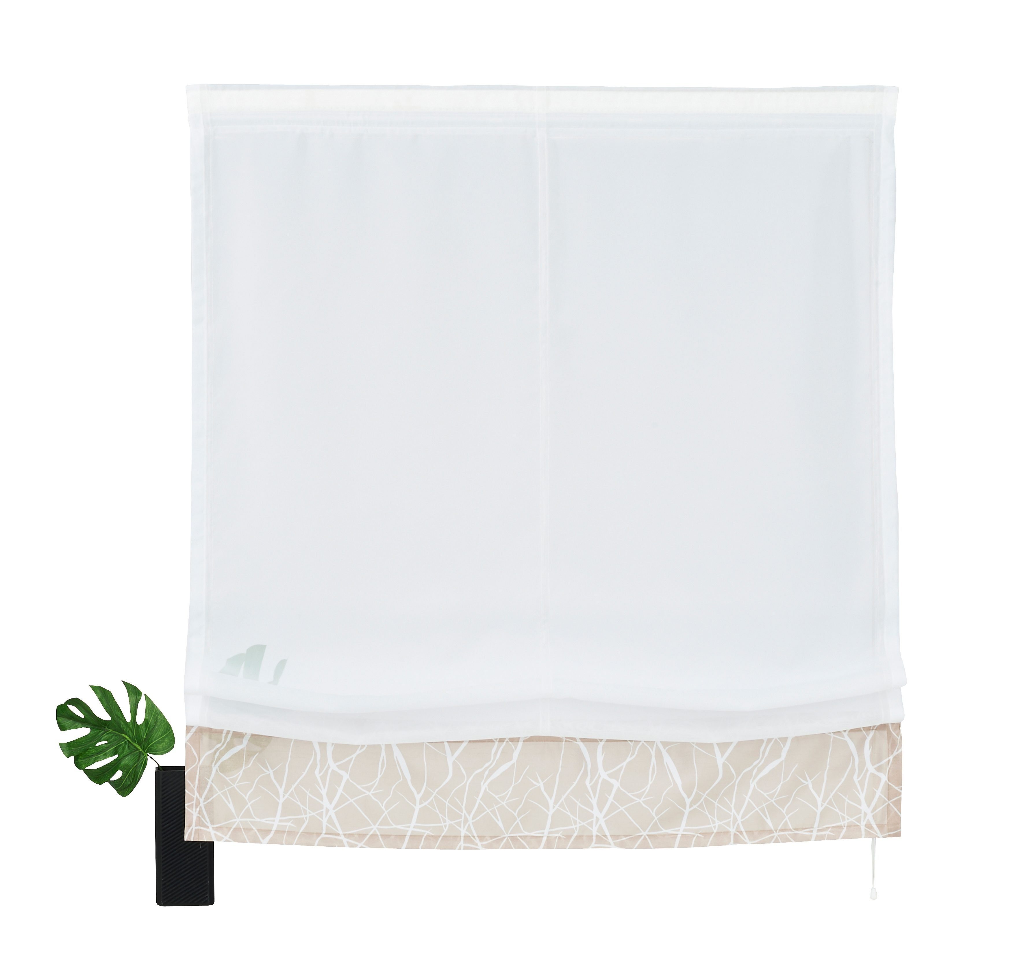 Klettband, Raffrollo Polyester Camposa, Transparent, my sand home, mit Voile,