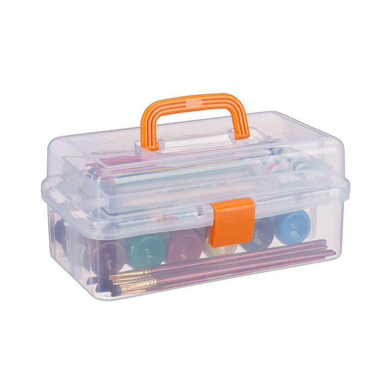 relaxdays Aufbewahrungsbox »Transparente Plastikbox«, Orange