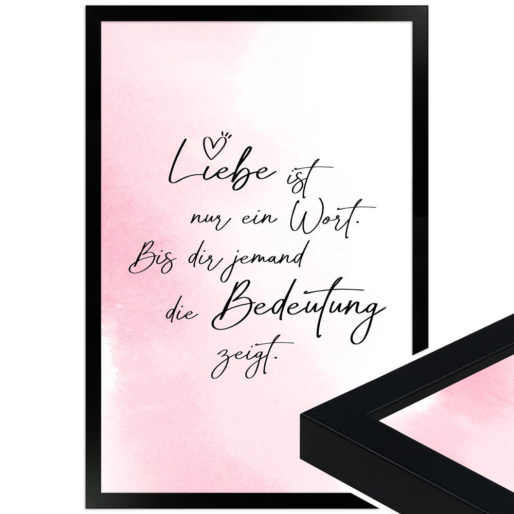 WANDStyle Bild mit Rahmen Liebe ist ein Wort, Poster mit Spruch