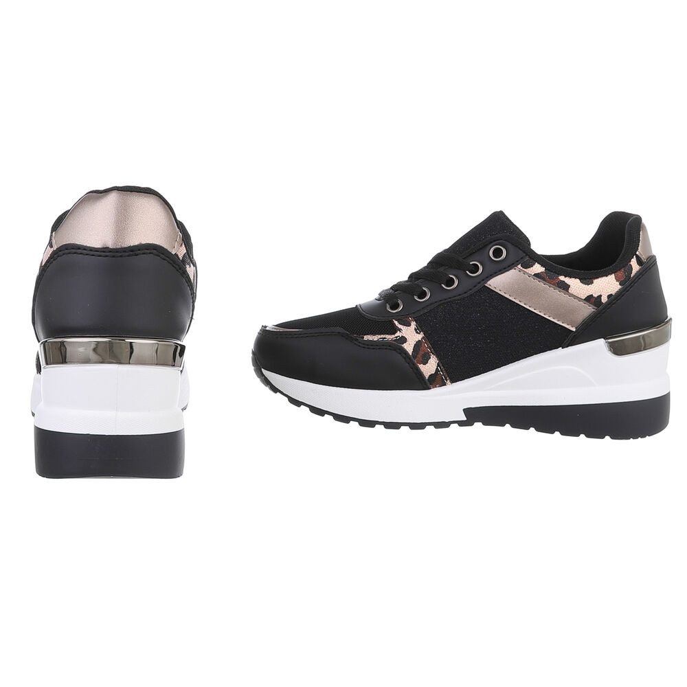 Ital-Design Damen Low-Top Freizeit Sneaker (88671447) Keilabsatz/Wedge Sneakers Low in Schwarz