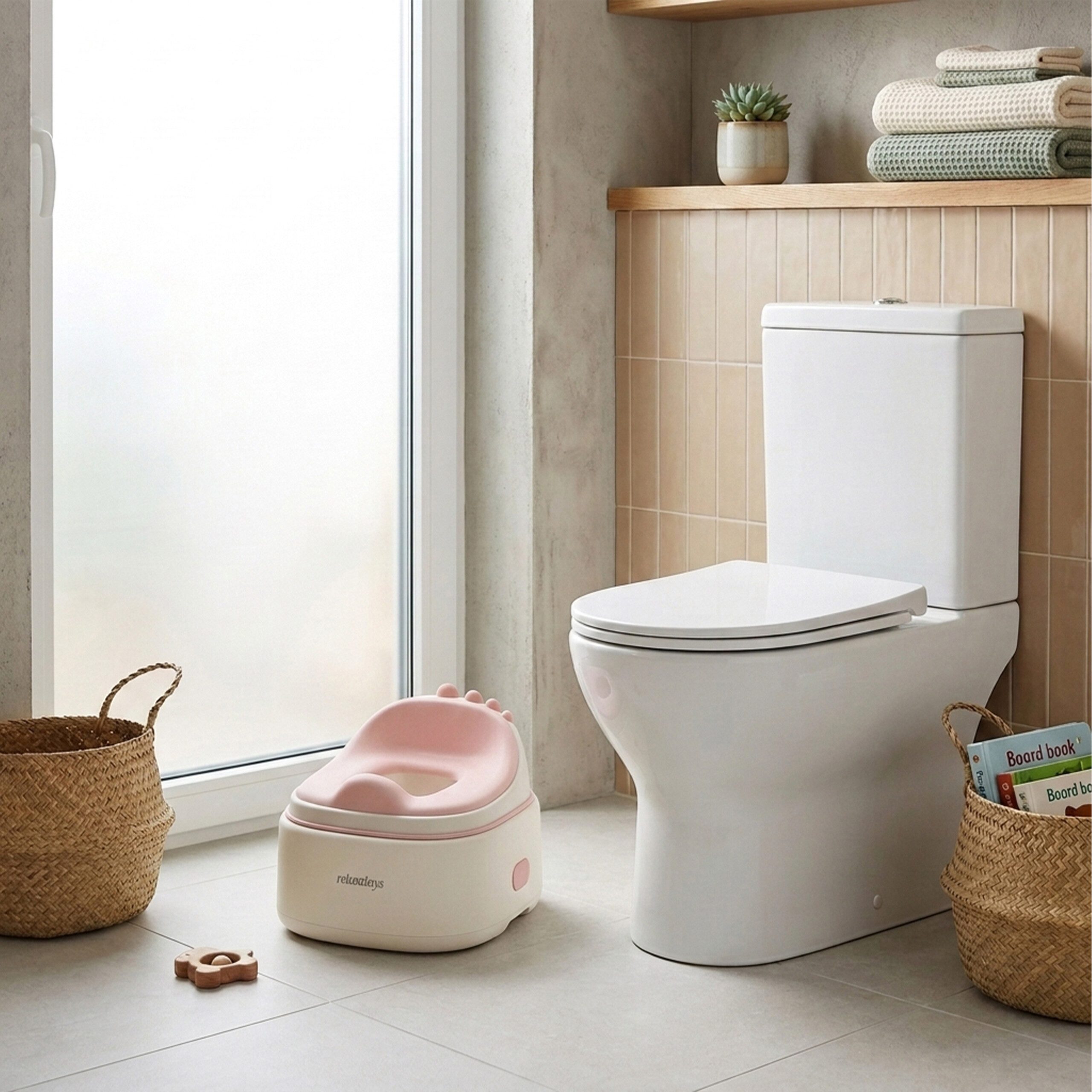 relaxdays Toilettentrainer Töpfchen 4-in-1 Dino mit Deckel, (2-tlg), Rosa – Bild 2 von 5