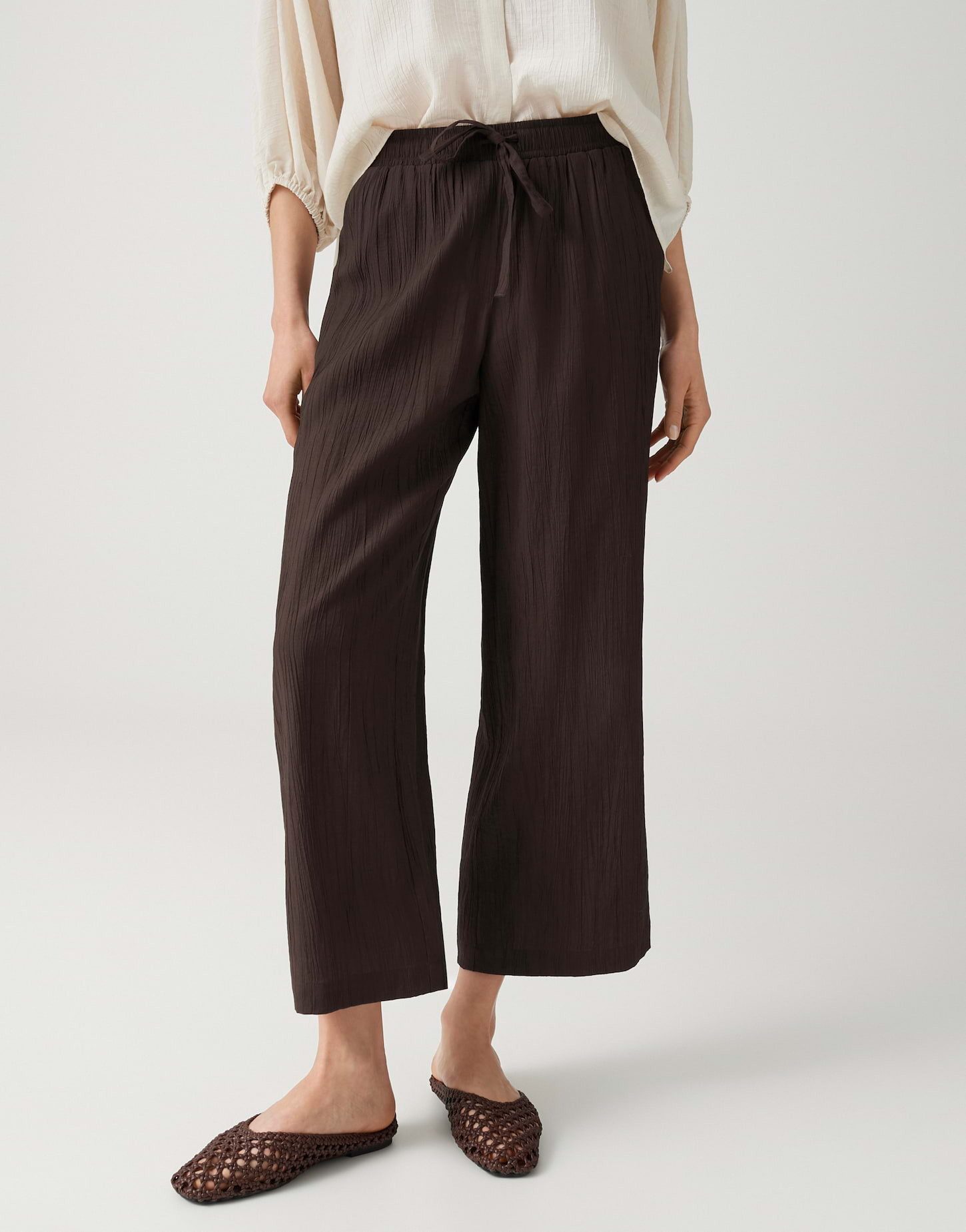 OPUS Culotte mit Crinkle Effekt Fließender Fall mit entspanntem Komfort
