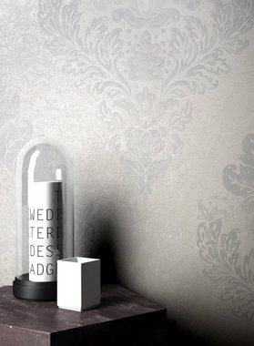 Newroom Vliestapete, Weiß Tapete Barock Ornament - Barocktapete Grau Glamour Modern Prunk für Wohnzimmer Schlafzimmer Küche