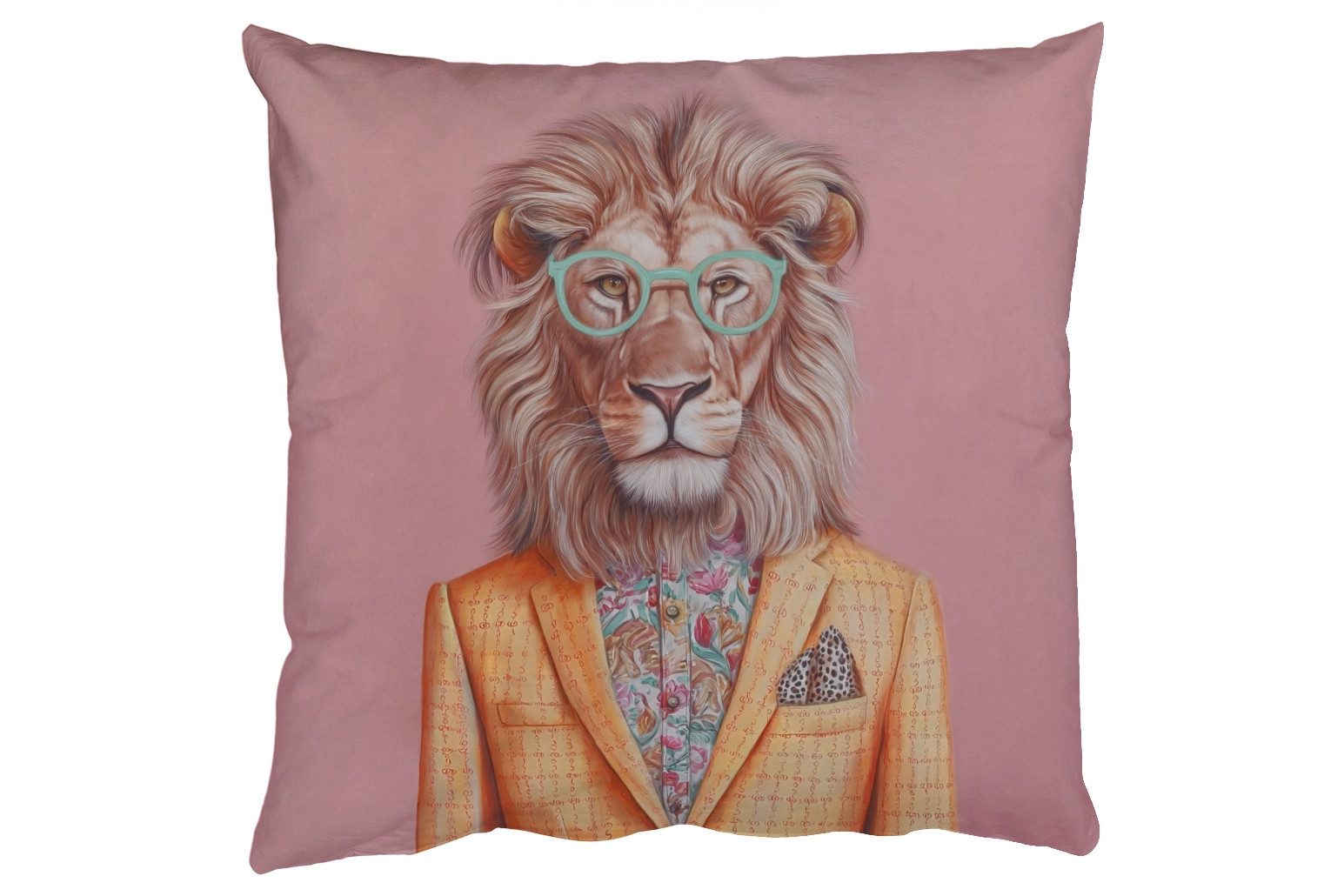 MuchoWow Dekokissen Löwe - Anzug - Kariert - Brille, Zierkissen, Deko Kissen mit Füllung, Sofakissen, 60x60 cm