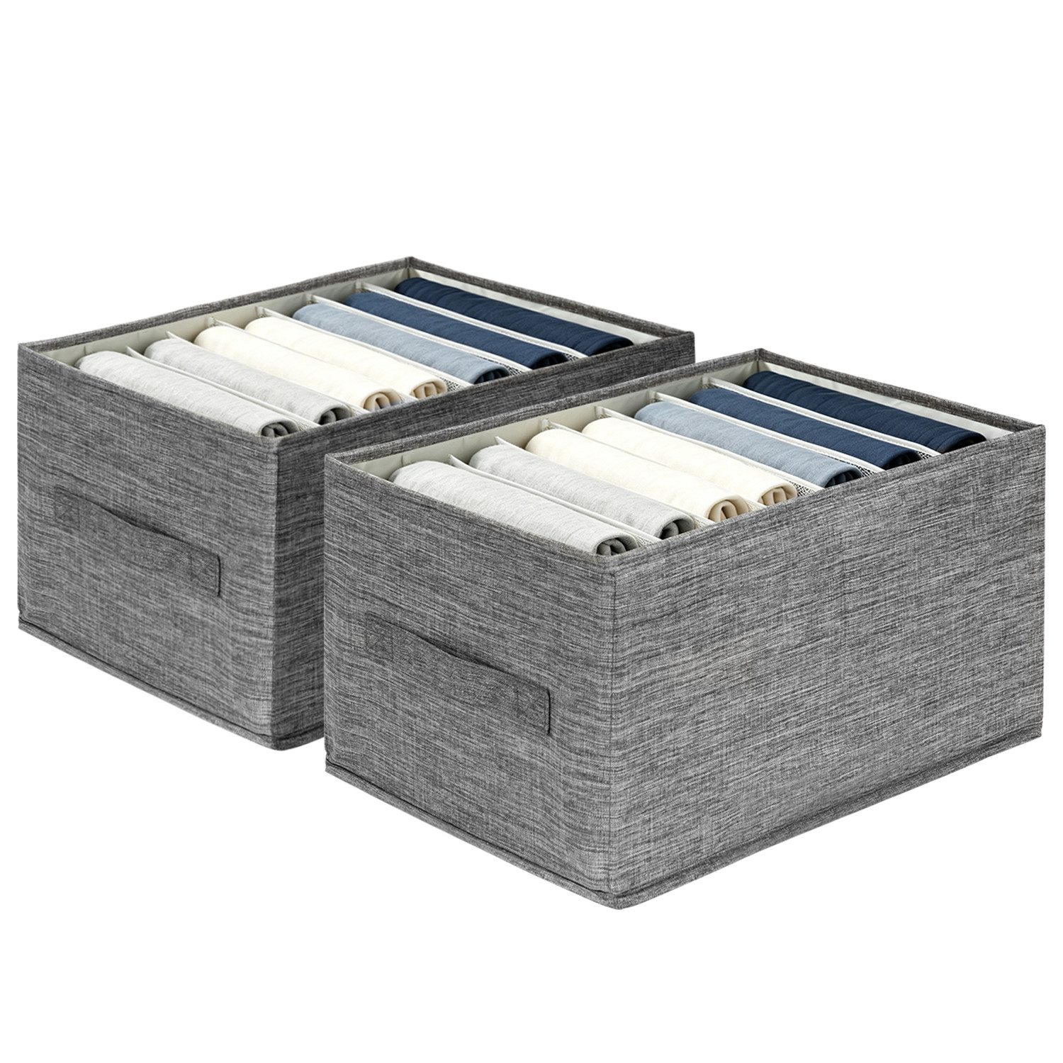 OSTWOLKE Aufbewahrungsbox Schrank Organizer Ordnungssystem Schubladen-Organizer Stapelbar (2 St), 35 x 25 x 20 cm, 7 Fächer, faltbar, Hosen Organizer für Kleiderschrank