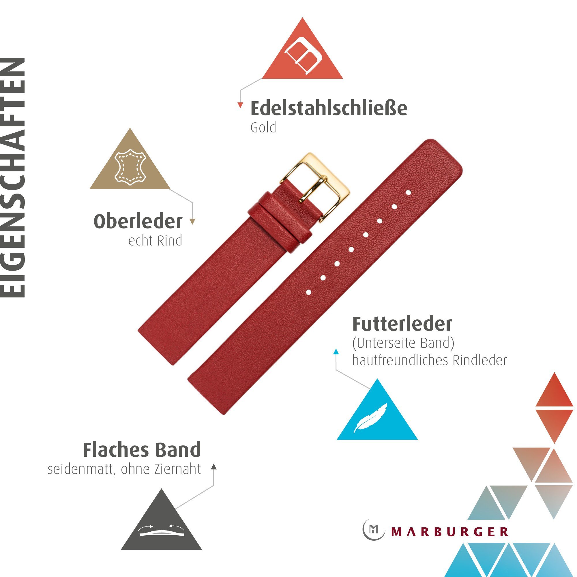 MARBURGER Uhrenarmband 22mm Leder passend für Skagen