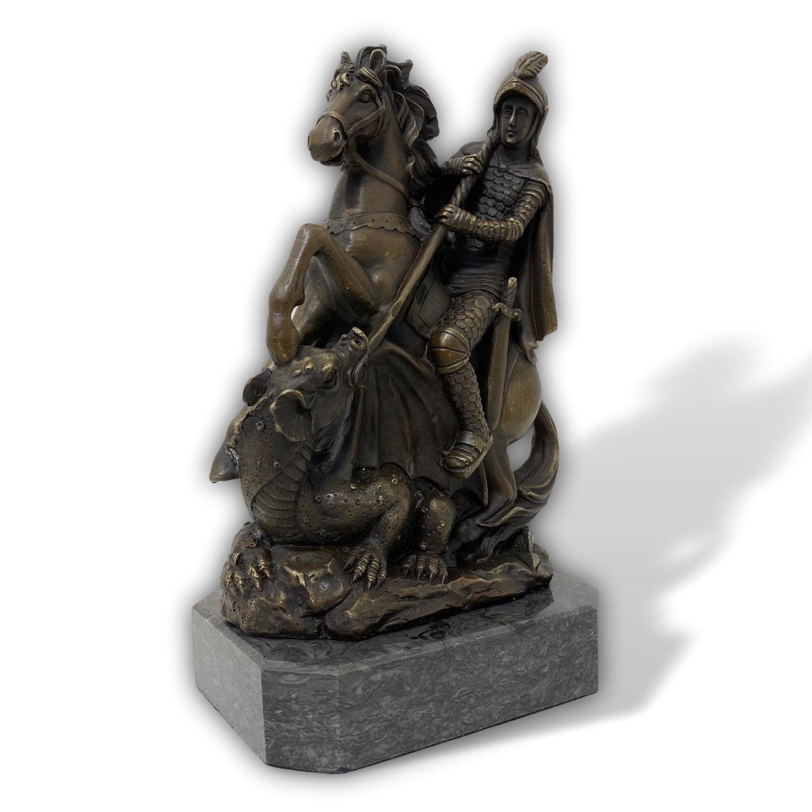 Mythologie Bronze Bron Drachentöter Antik-Stil Aubaho Figur Skulptur St.Georg Skulptur