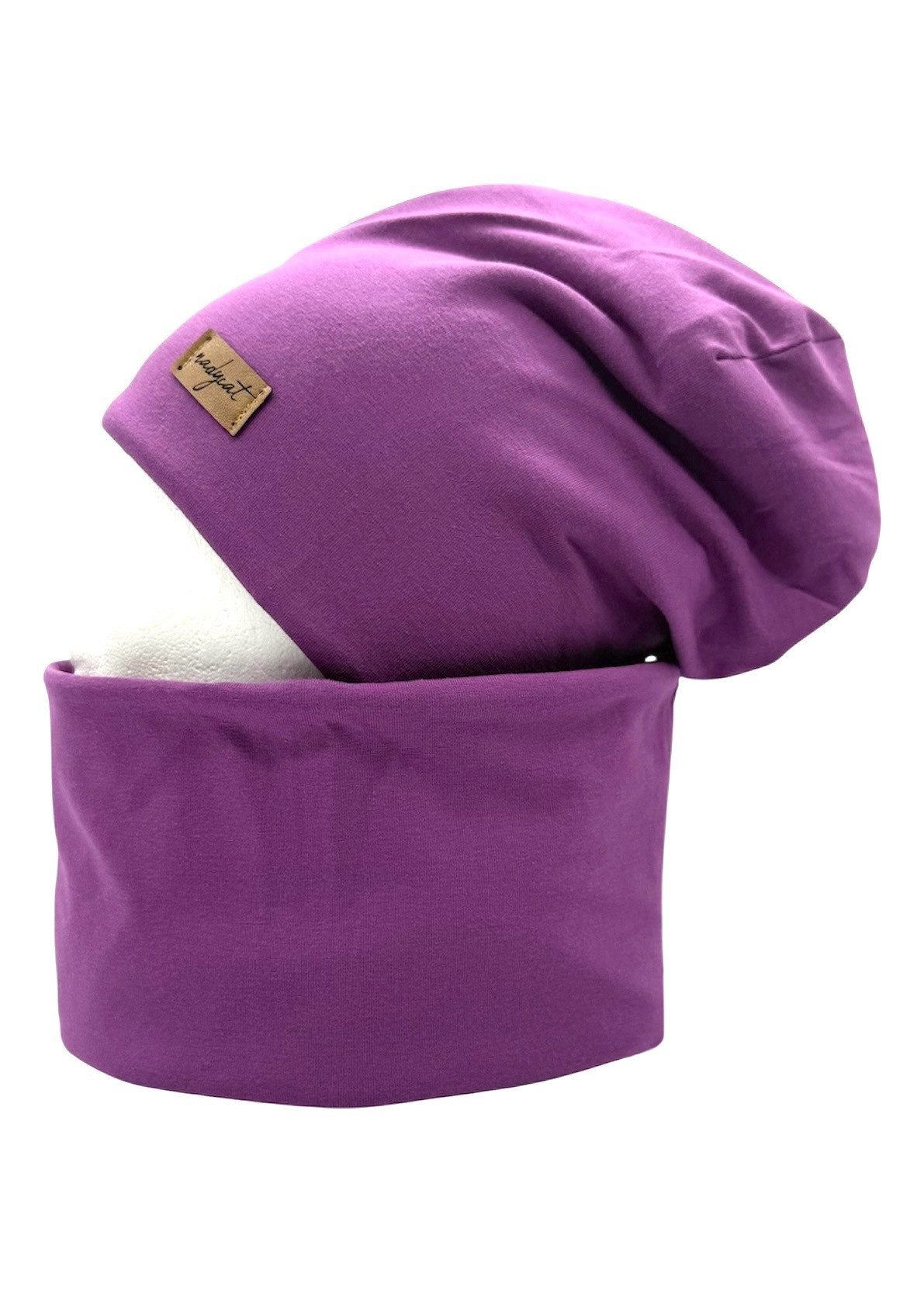 nadycat Beanie LILA UNI (2-St., Beanie mit passendem Loop) handgefertigt aus der Lausitz