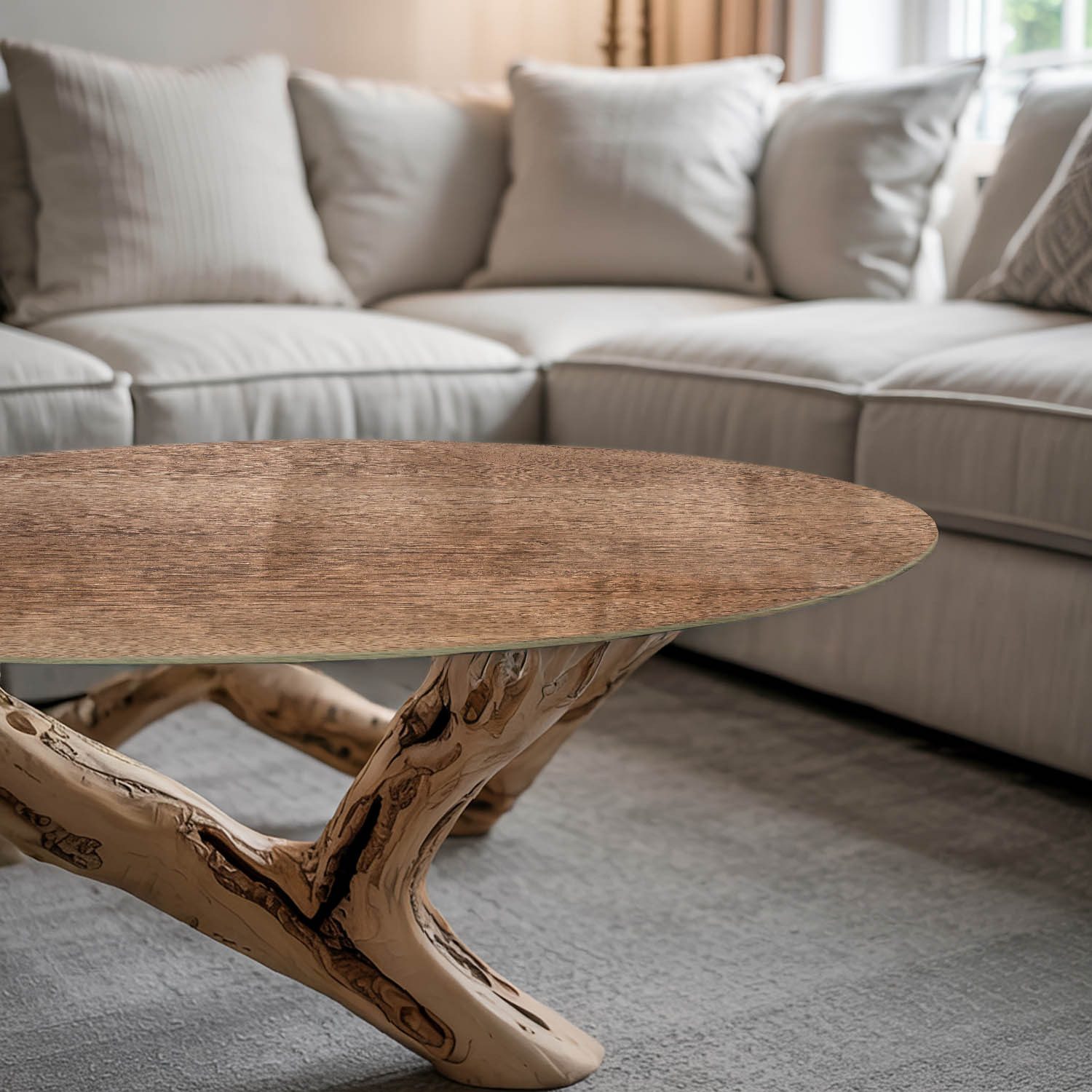 Tulup Tischplatte Bodenplatte Glas Natürliches Holzmuster Glasplatte Möbel