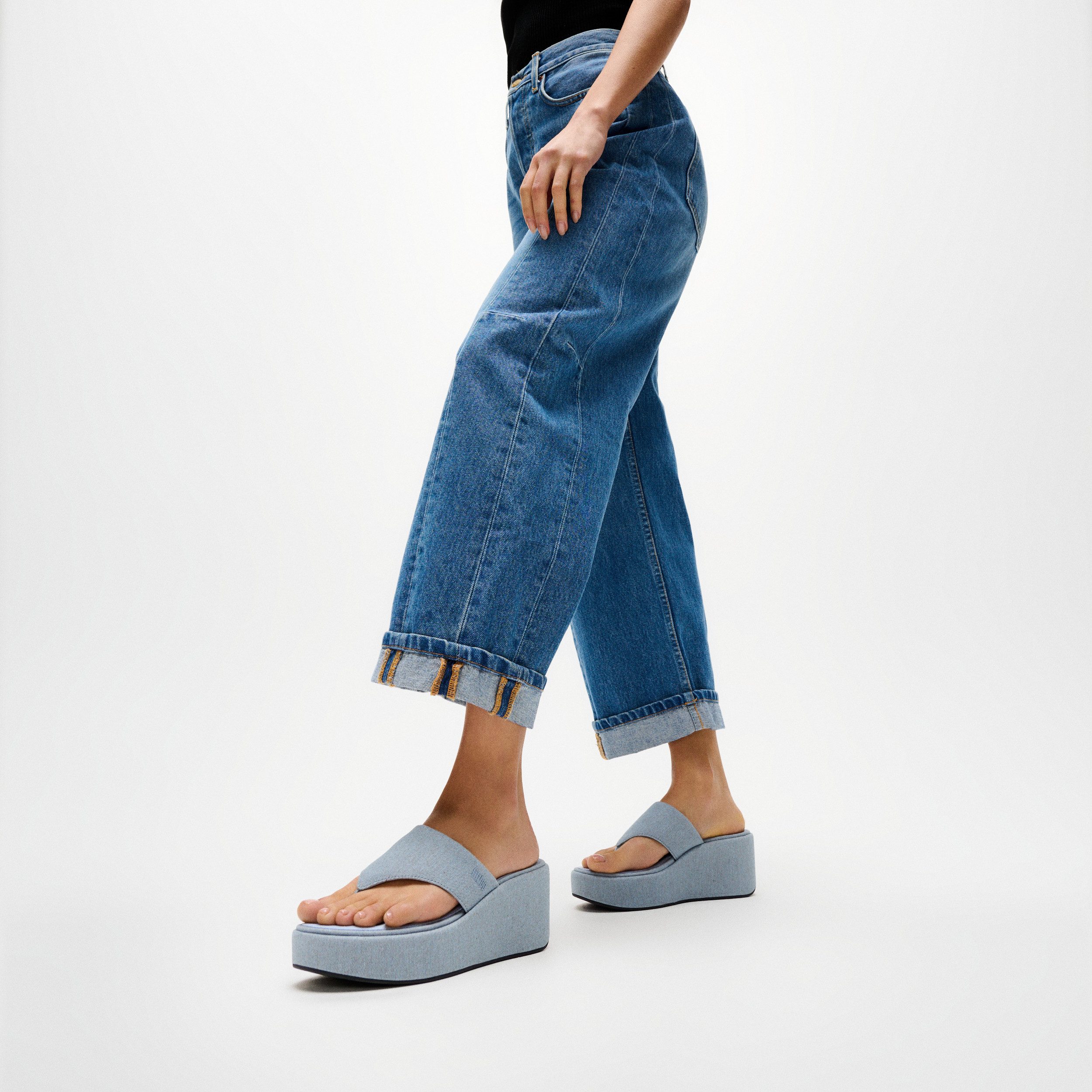 Fitflop PLATFFORMS DENIM WEDGE TOE-POST SANDALS Dianette Plateau, Zehensteg, Sommerschuh mit weichem Zehensteg