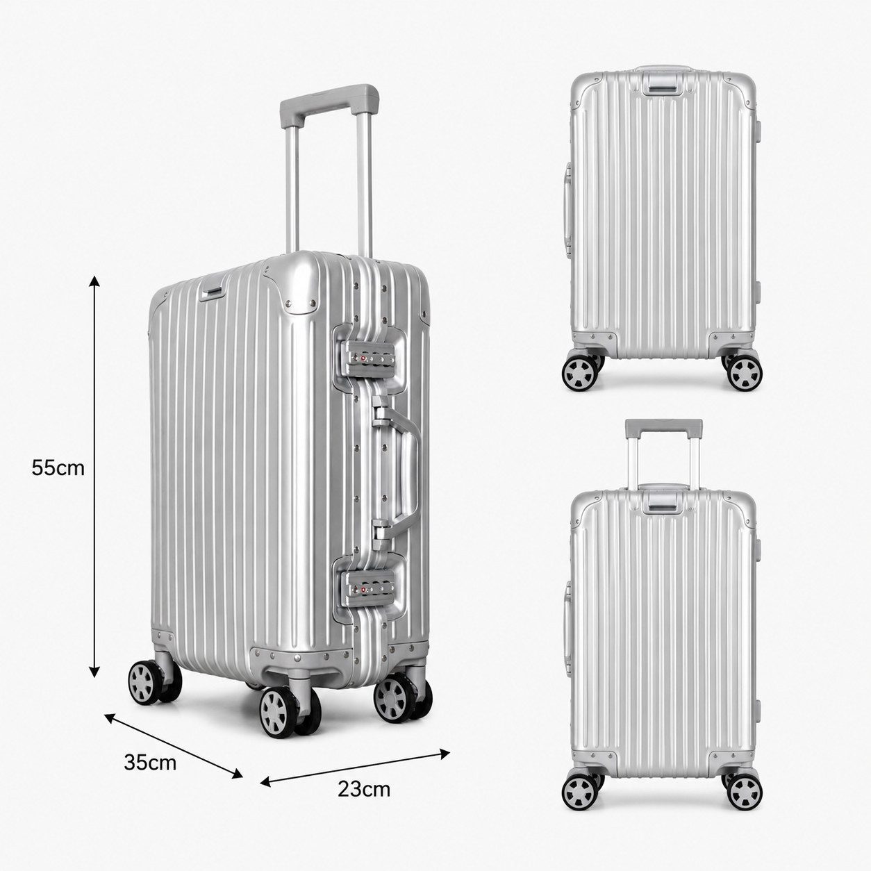 Passioni Handgepäckkoffer aus Aluminium, Kabinen Koffer Trolley