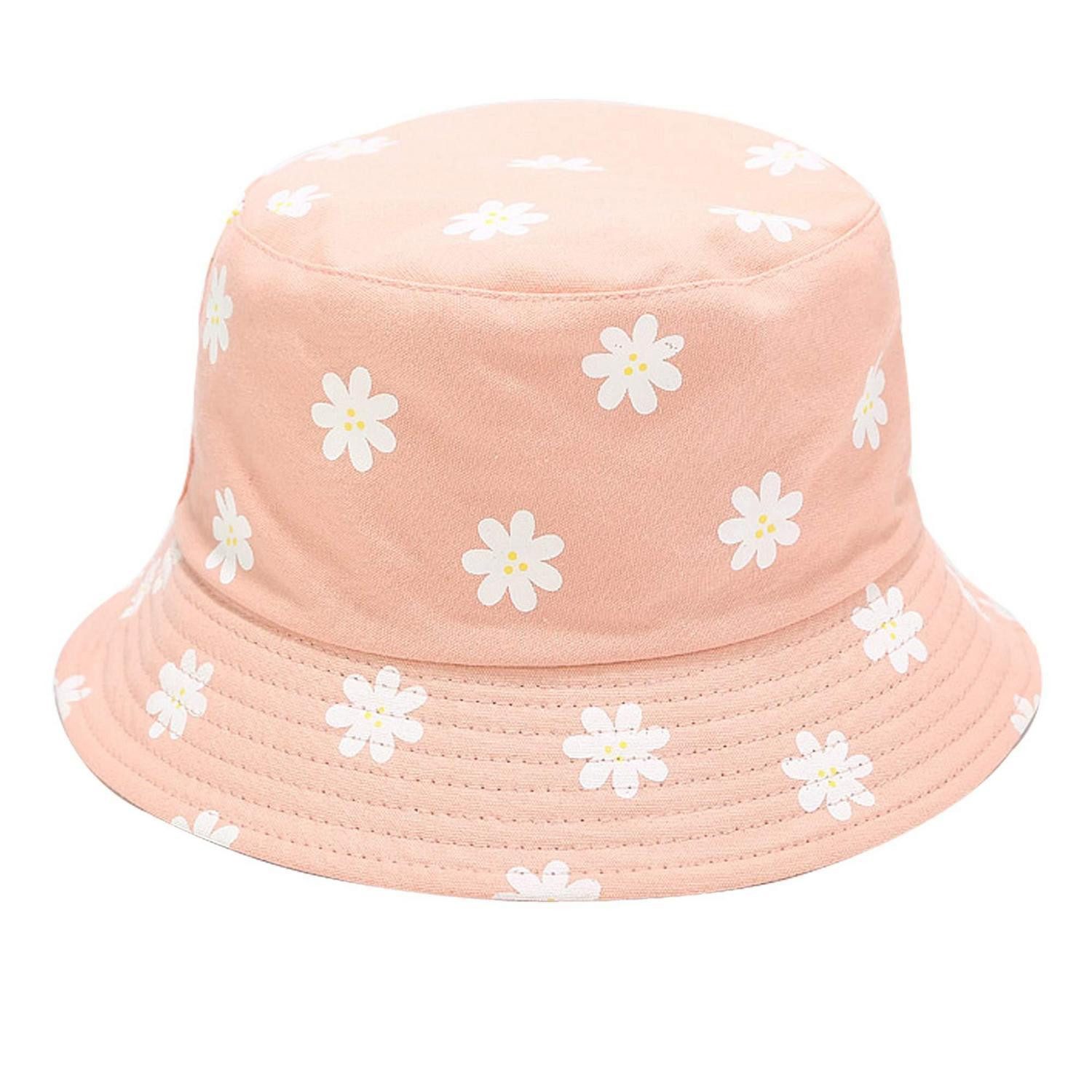 LuxusKollektion Fischerhut Fischerhut Sonnenhut Wendbar Einheitsgröße Kleine Blumen Rosa