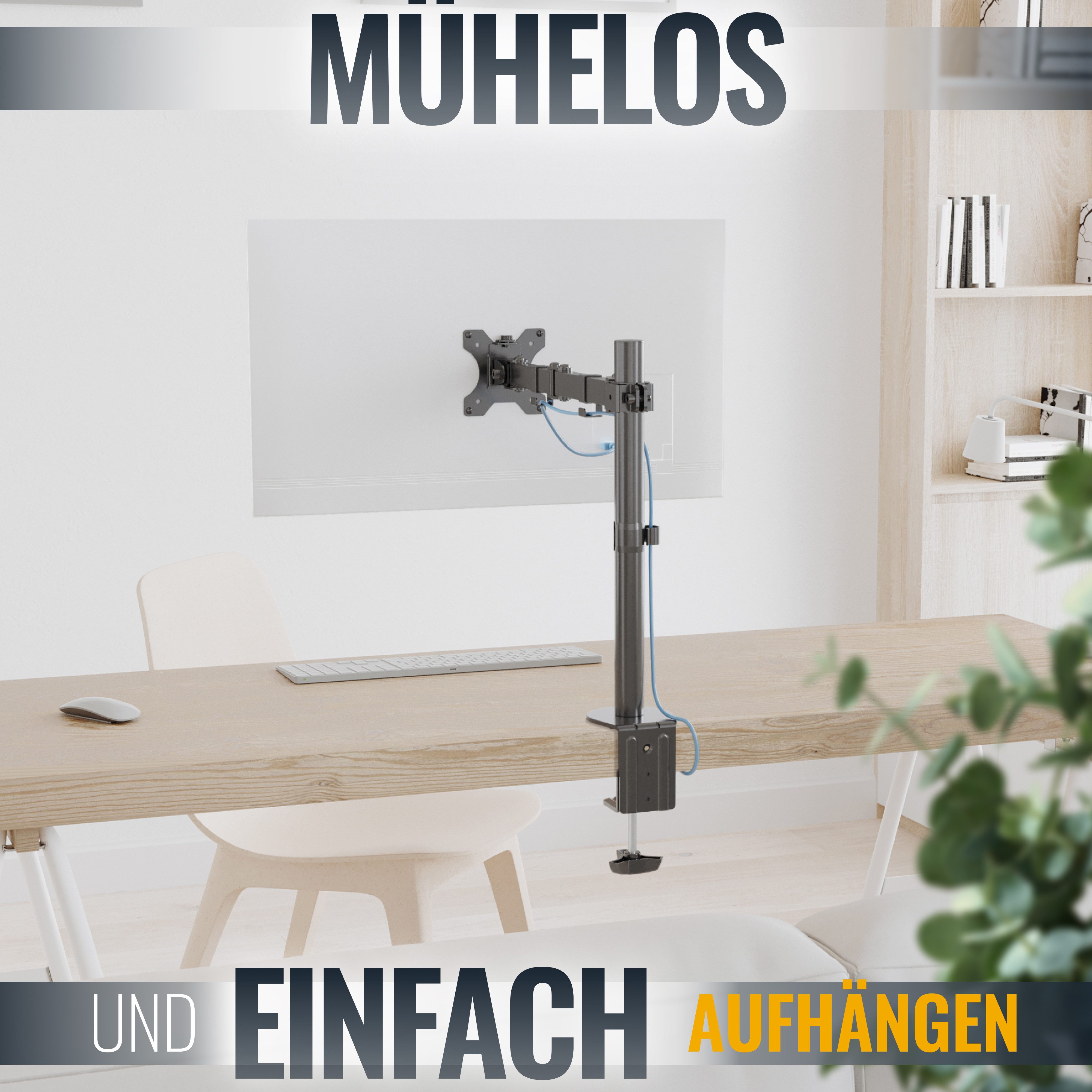 RICOO Monitor-Halterung Monitor Tischhalterung universal neigbar schwenkbar drehbar TS2711, (bis 30 Zoll, VESA 75x75 und 100x100, 1-tlg., 8 kg Belastbarkeit, von 33-76 cm (13"-30) Bildschirm-Diagonale, neigbar bis 90°, drehbar bis 360°, schwenkbar bis 180)